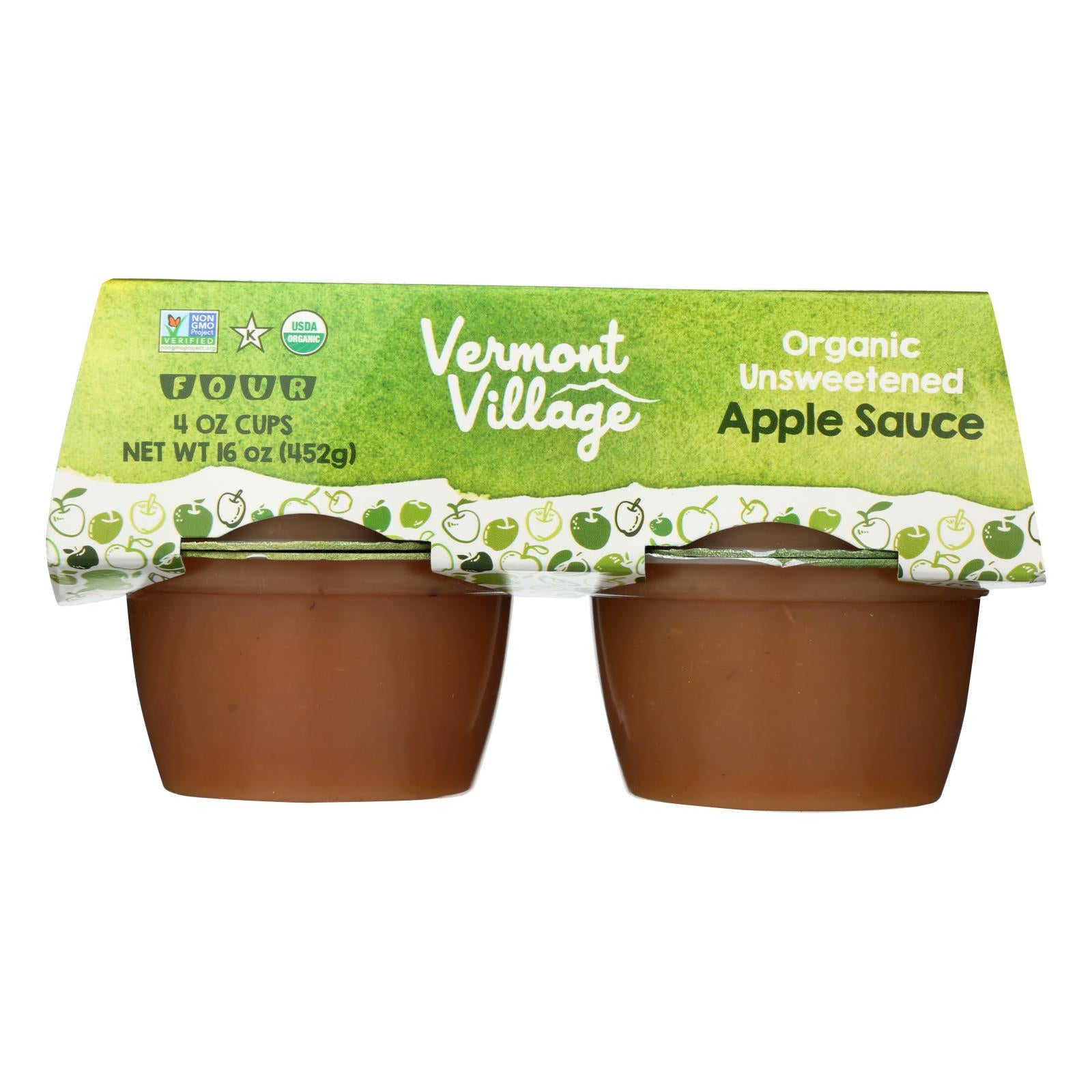 Vermont Village Organic Applesauce - Unsweetened - Case Of 12 - 4 Oz.
