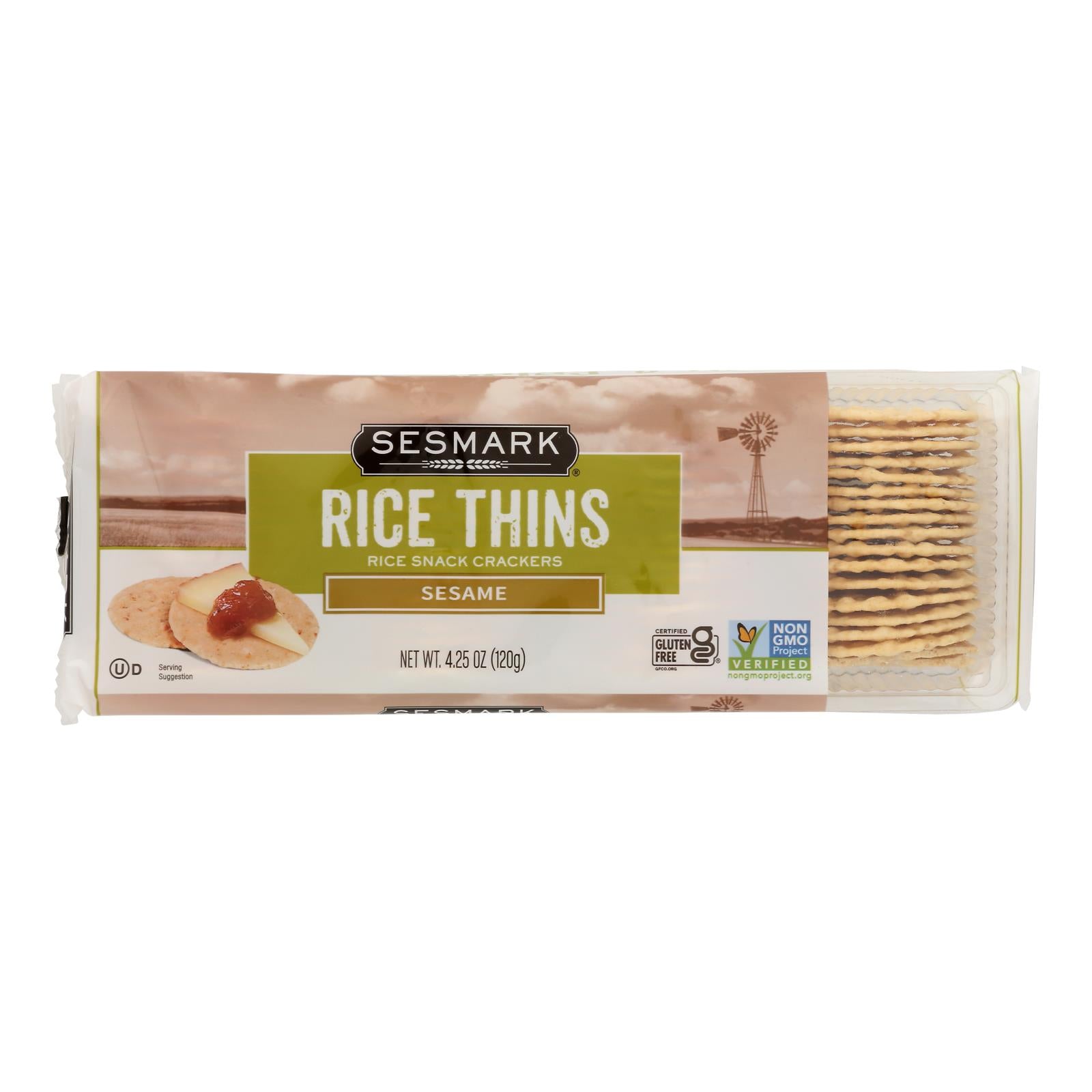 Sesmark Foods Rice Thins - Sesame - Case Of 12 - 4.25 Oz.