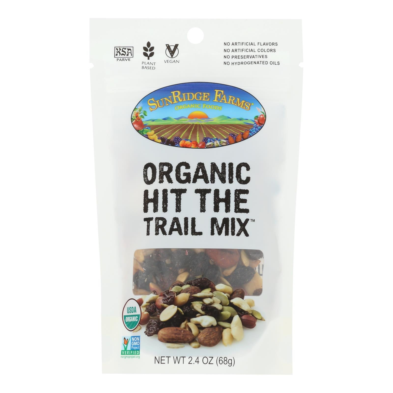 Sunridge Farms Organic Hit The Trail Mix - Case of 8 - 2.4 OZ