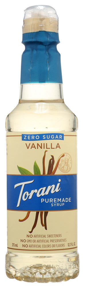 Torani Puremade Vanilla Zero Sugar Syrup - Case of 4 - 12.7 oz