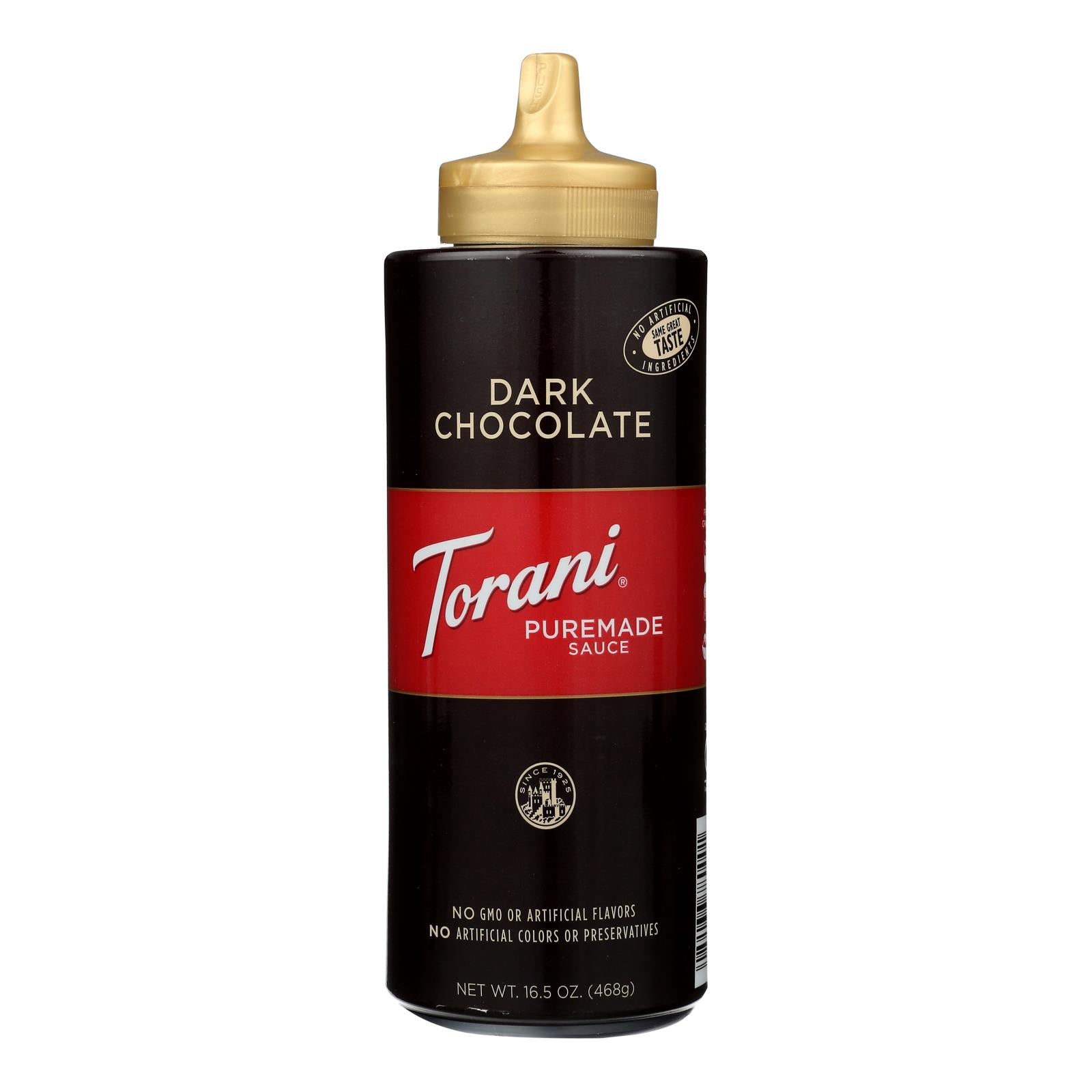 Torani Dark Chocolate Sauce - Case of 4 - 16.5 OZ