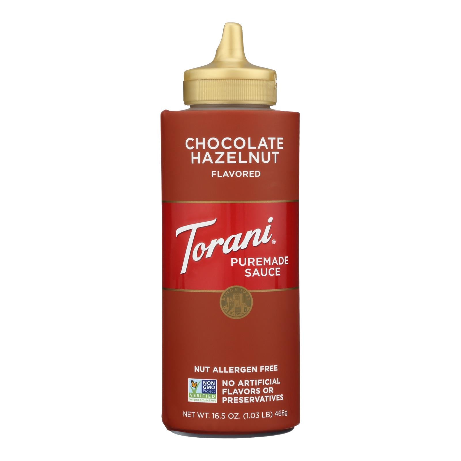 Torani - Sauce Puremade Chocolate Hazelnut - Case of 4-16.5 FZ