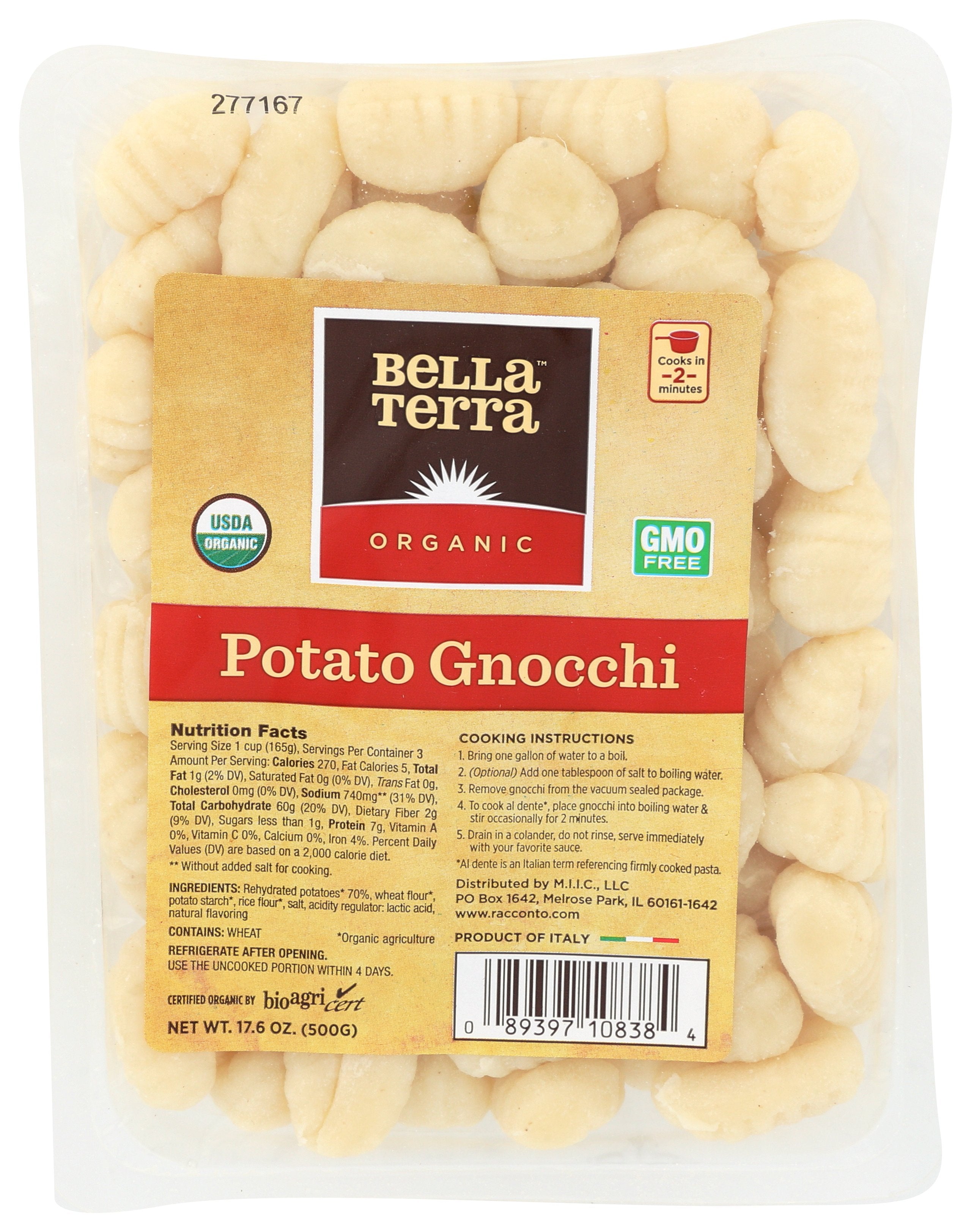 BELLA TERRA PASTA POTATO GNOCCHI ORG - Case of 6