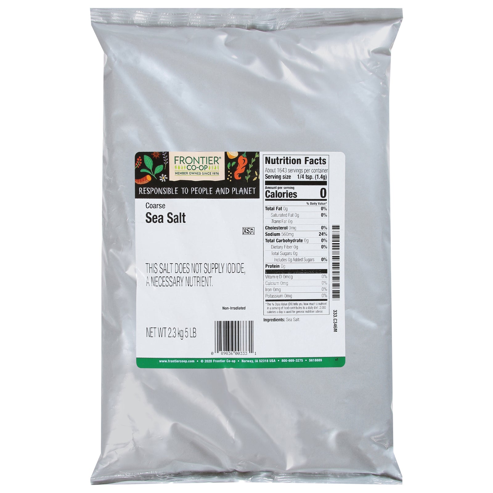 Frontier Herb Sea Salt Coarse - Single Bulk Item - 5LB