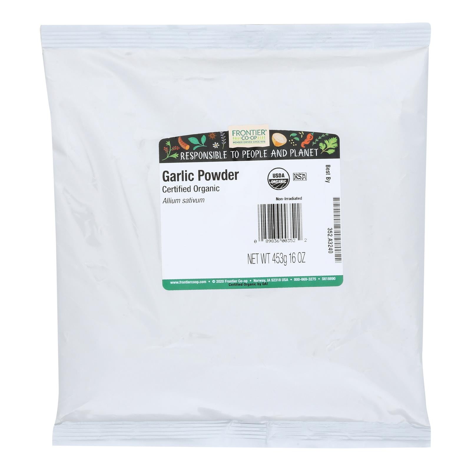 Frontier Herb Garlic Organic Powder - Single Bulk Item - 1lb