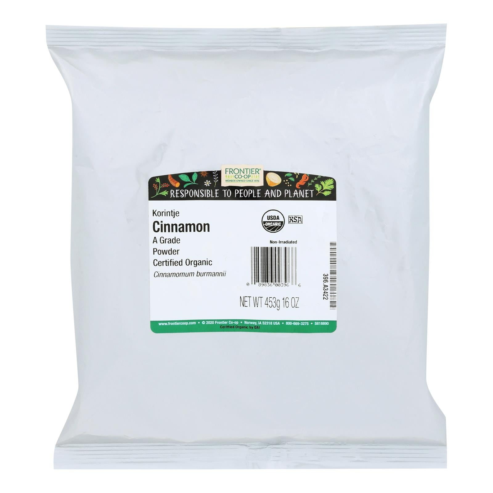 Frontier Herb Cinnamon Organic Ground Korintje A Grade - Single Bulk Item - 1lb