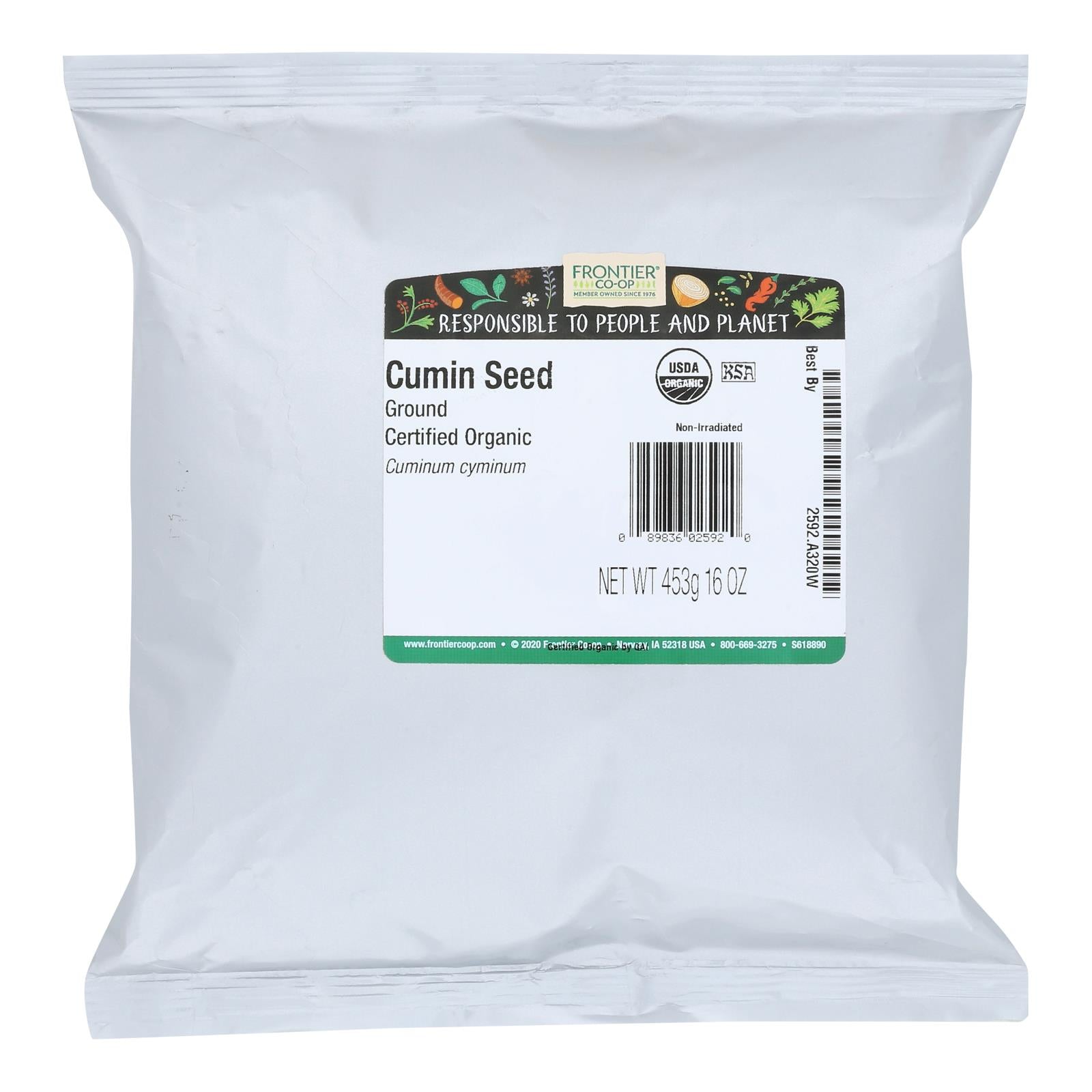 Frontier Herb Cumin Seed Powder Organic Ground - Single Bulk Item - 1lb