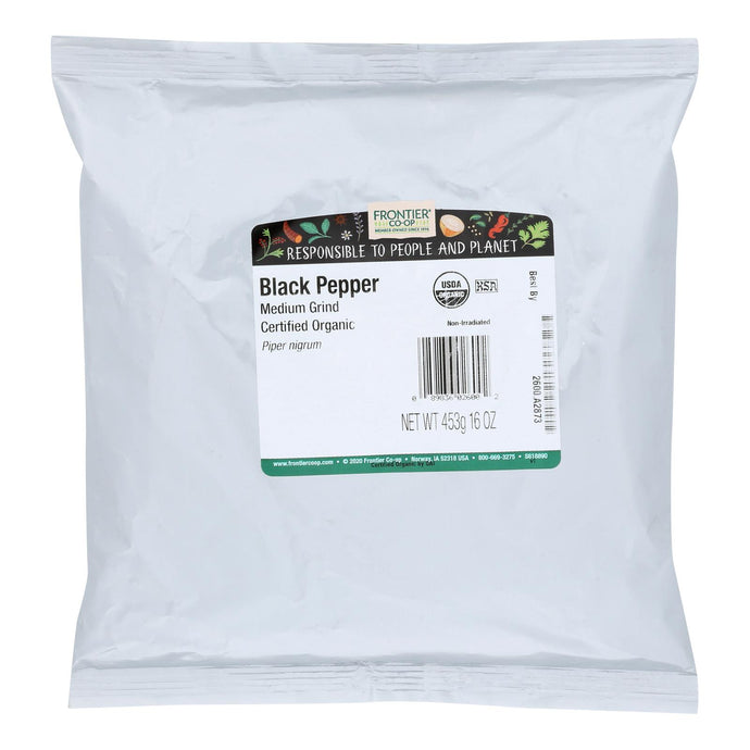 Frontier Herb Pepper Organic Black Medium Grind - Single Bulk Item - 1lb