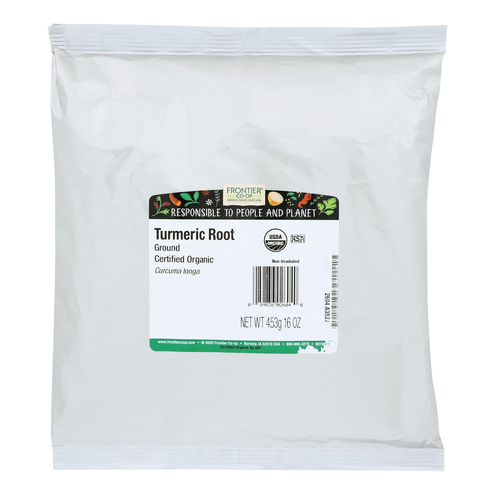 Frontier Herb Turmeric Root Organic Powder Ground - Single Bulk Item - 1lb