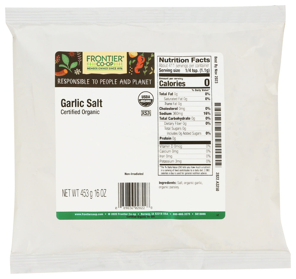 Frontier Herb Salt Garlic Organic - 16 oz