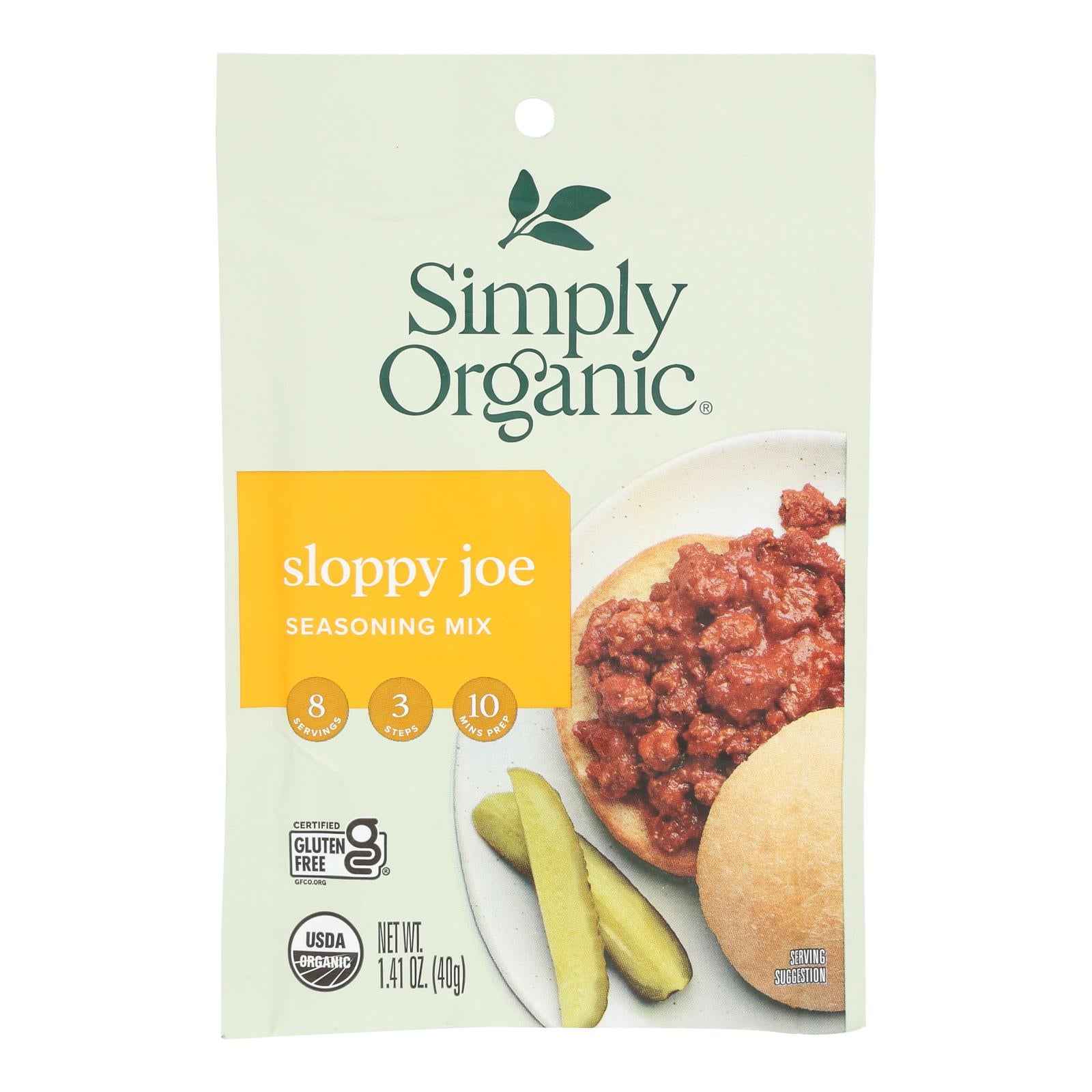 Simply Organic Seasoning Mix - Sloppy Joe - Case Of 12 - 1.41 Oz.