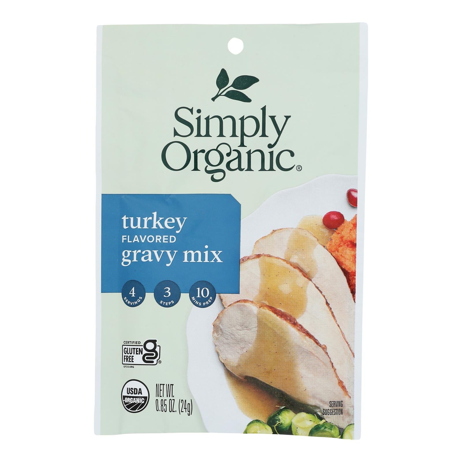 Simply Organic Roasted Turkey Flavored Gravy Seasoning Mix - Case Of 12 - 0.85 Oz.