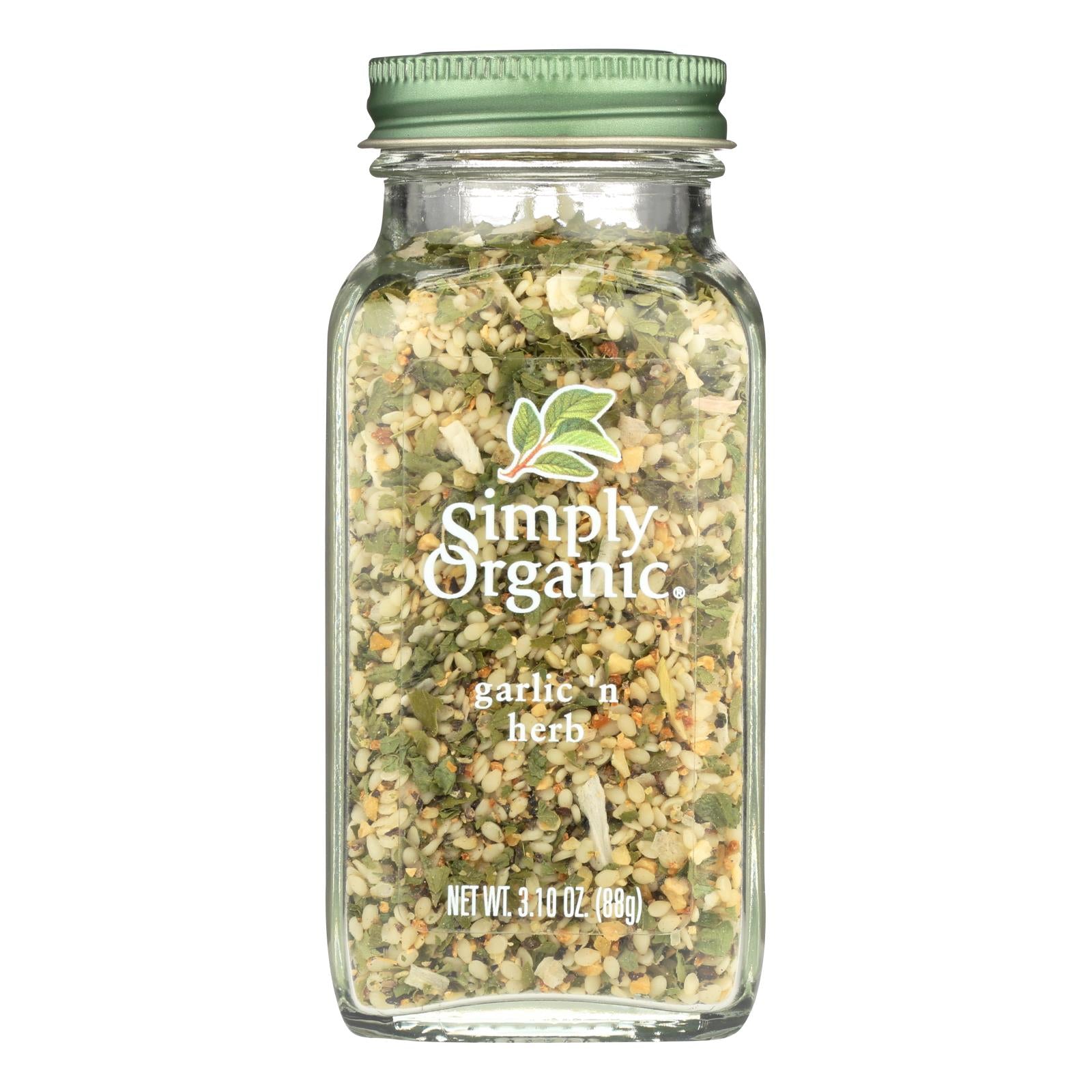 Simply Organic - Garlic and Herb Organic - Case of 6 - 3.10 Ounces