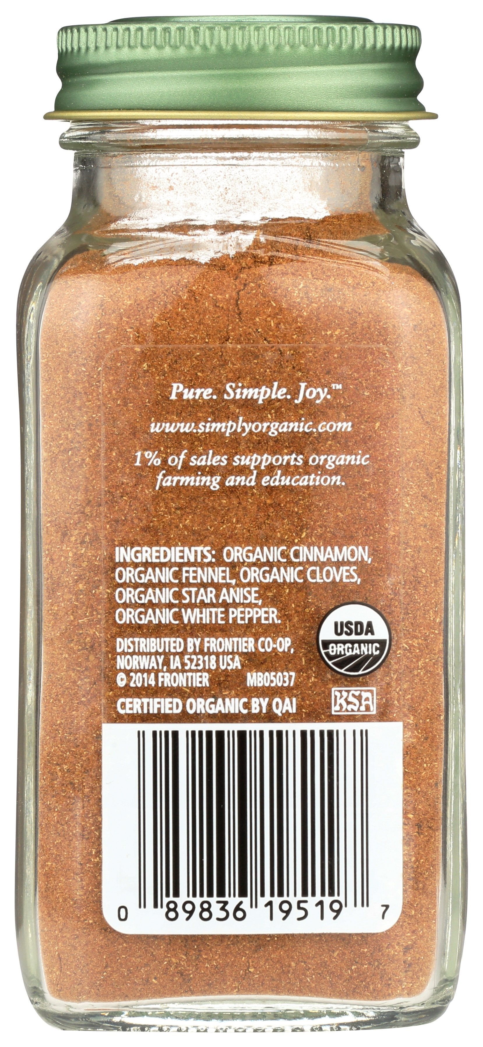 SIMPLY ORGANIC SPICE FIVE POWDER - Case of 6