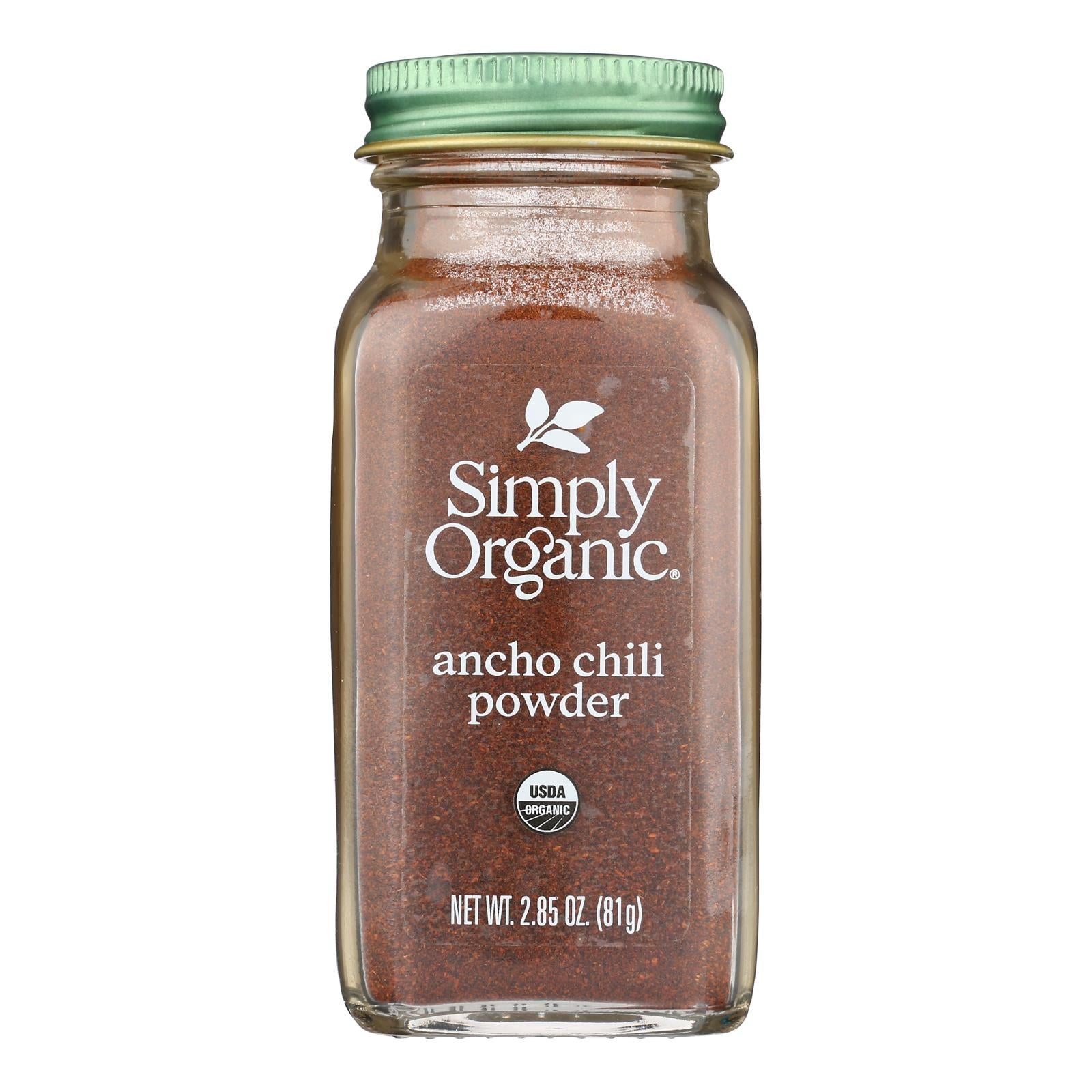 Organic Ancho Chili Powder From Simply Organic  - Case of 6 - 2.85 OZ
