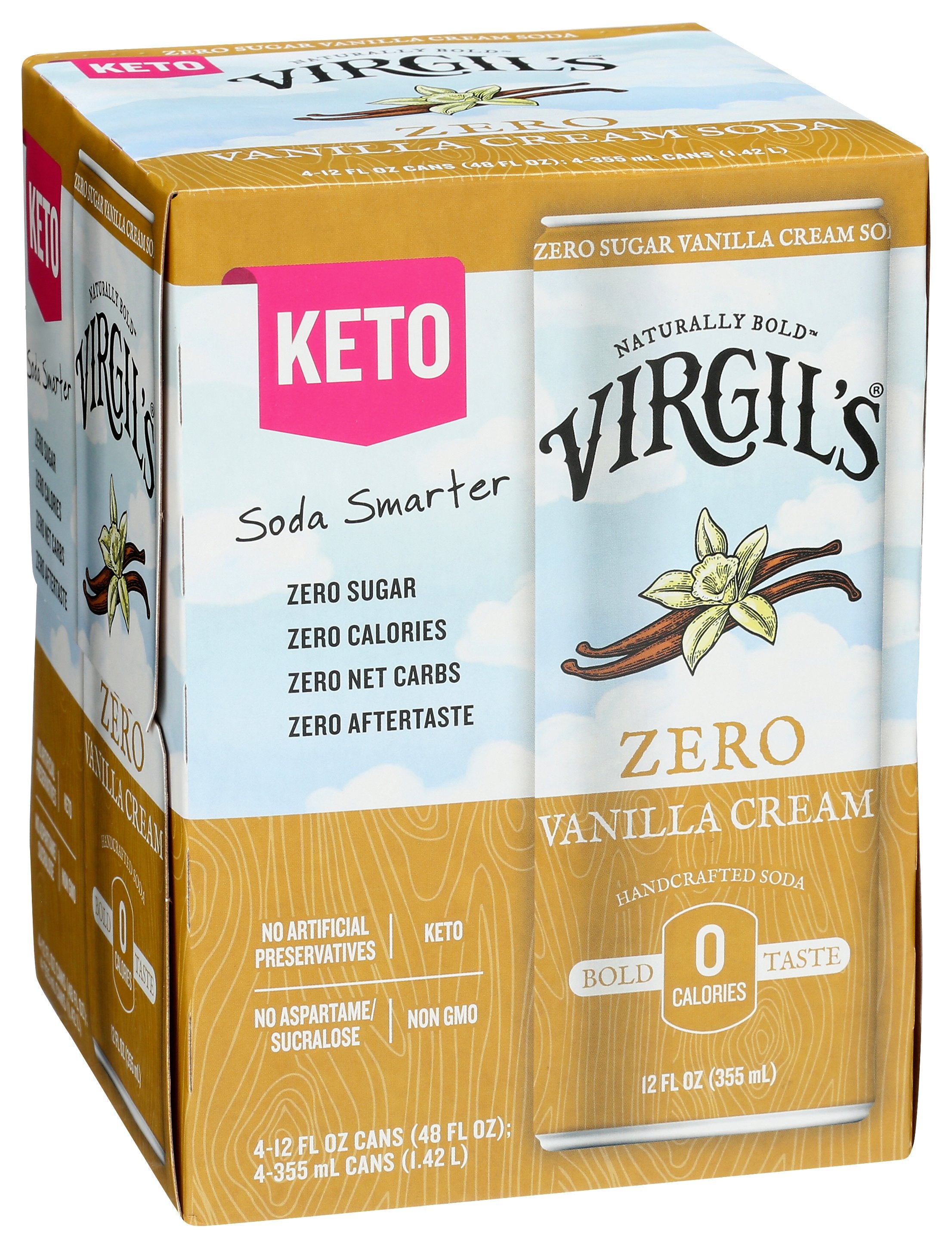 VIRGILS VANILLA CREM ZERO SUG 4PK - Case of 6