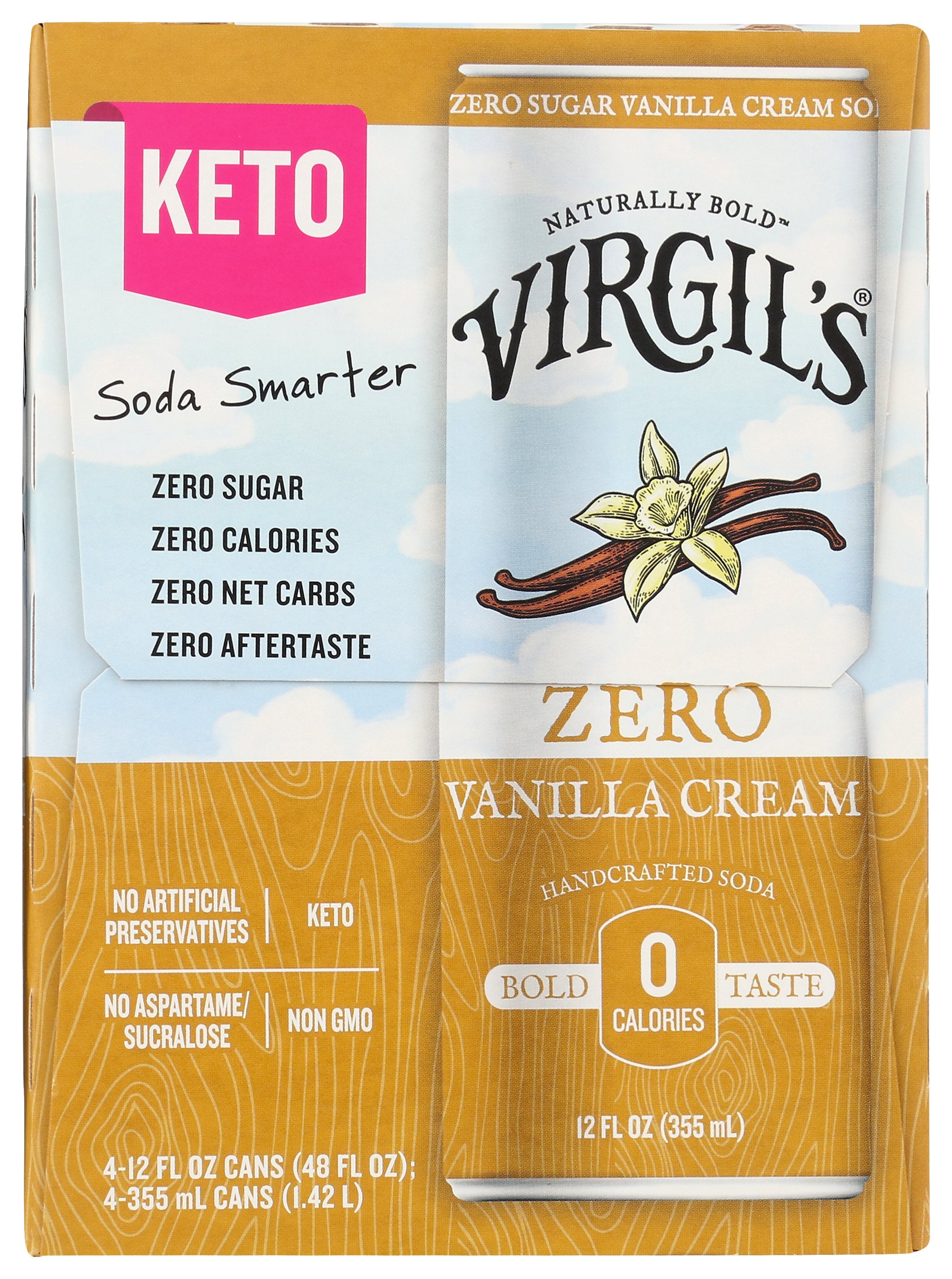 VIRGILS VANILLA CREM ZERO SUG 4PK - Case of 6