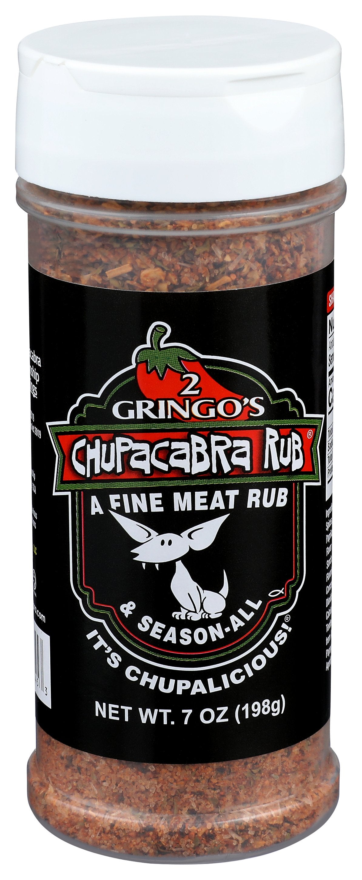 2 GRINGOS CHUPACABRA SEASONING ORIGINAL RUB - Case of 6 [2 GRINGO'S CHUPACABRA - SEASONING - A FINE MEAT RUB & SEASON-ALL - 7 OUNCE - 7 OZ]