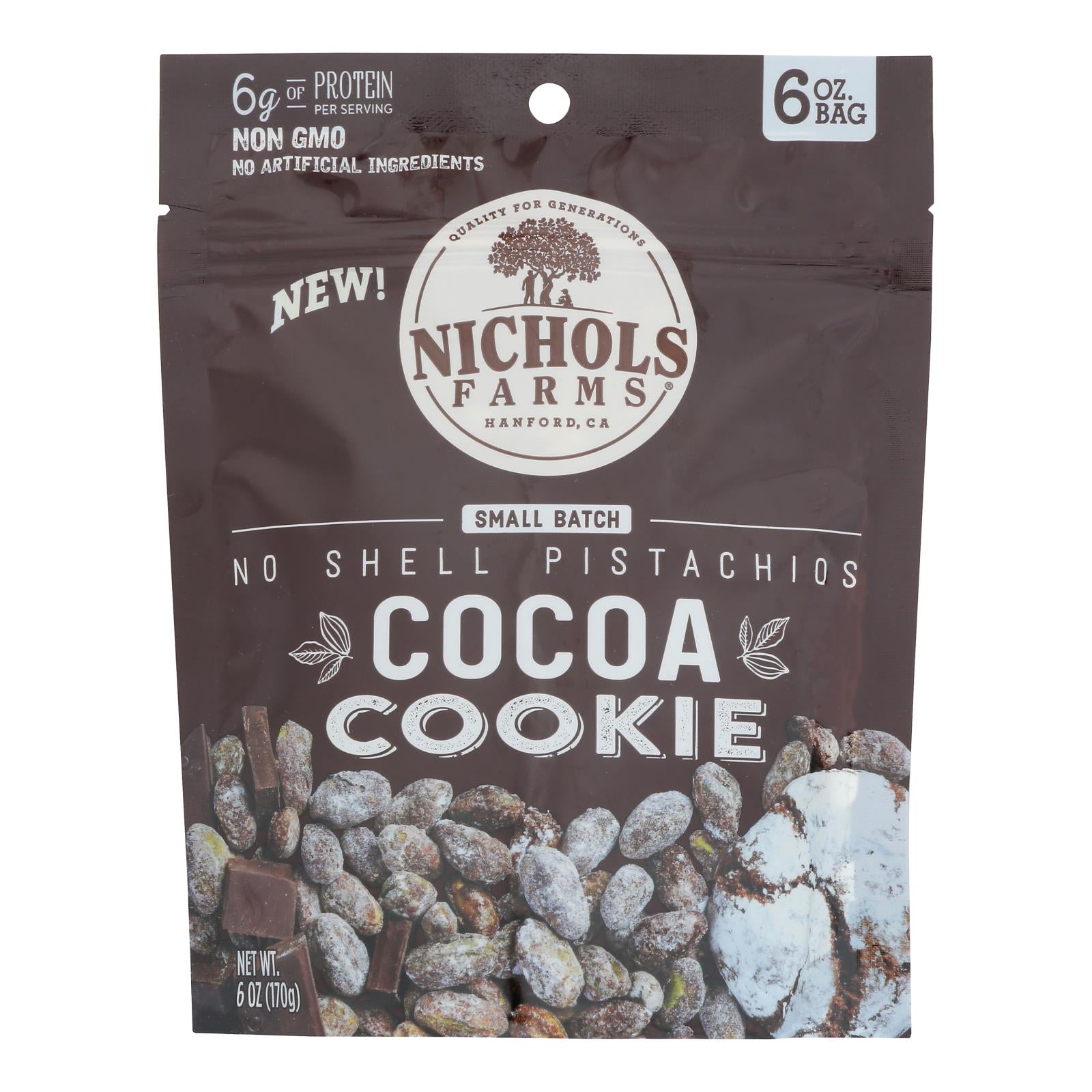 Nichols Farms - Pistachio Nut Shell Cocoa Cookie - Case of 15-6 Ounces