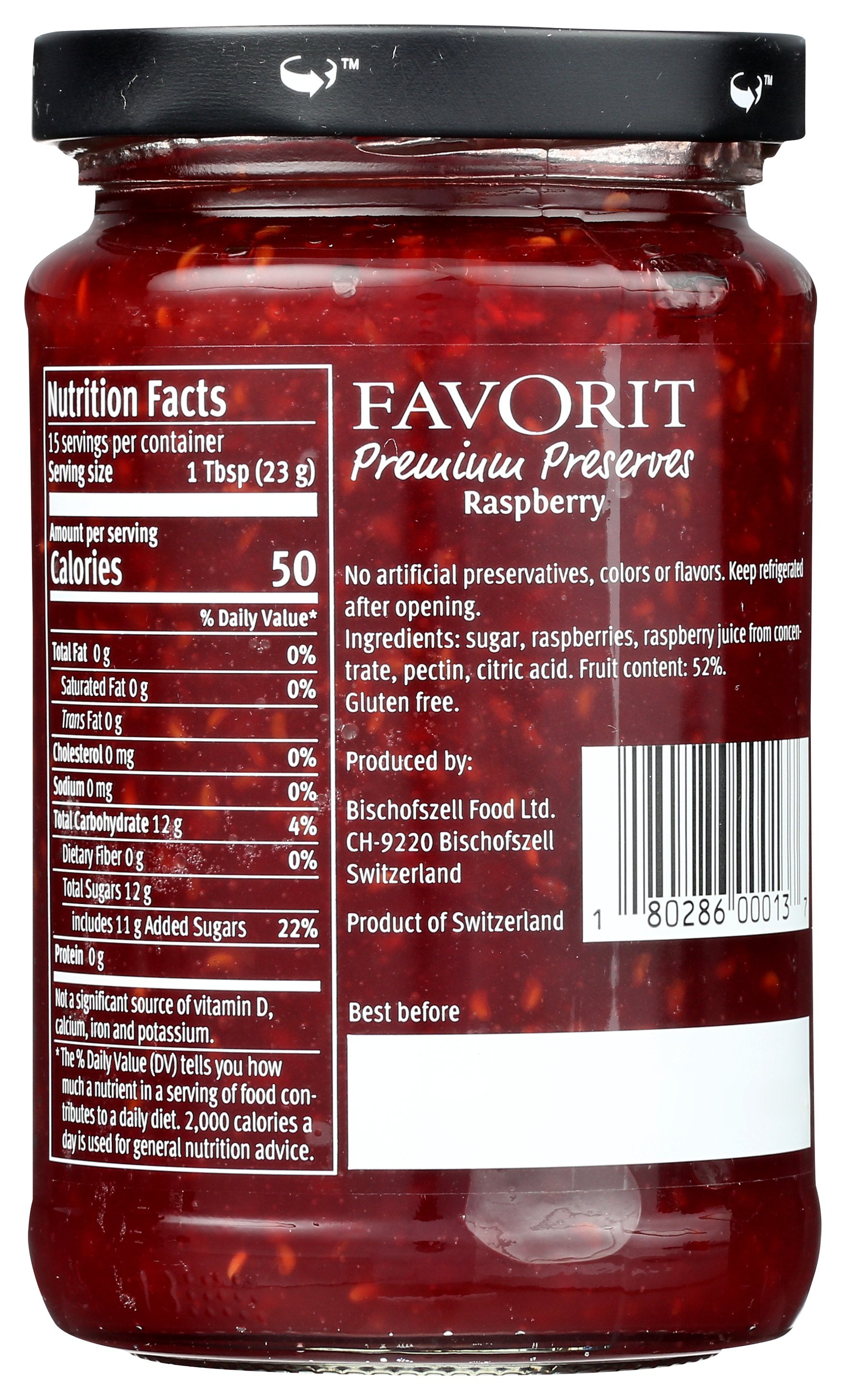 FAVORIT PRESERVE RASPBERRY - Case of 6