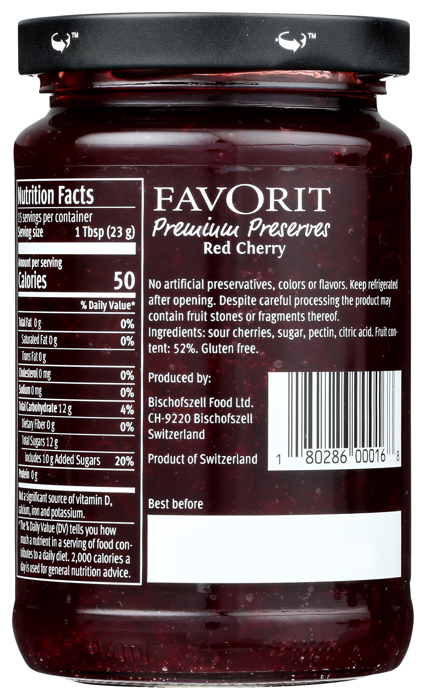 FAVORIT PRESERVE RED CHERRY - Case of 6