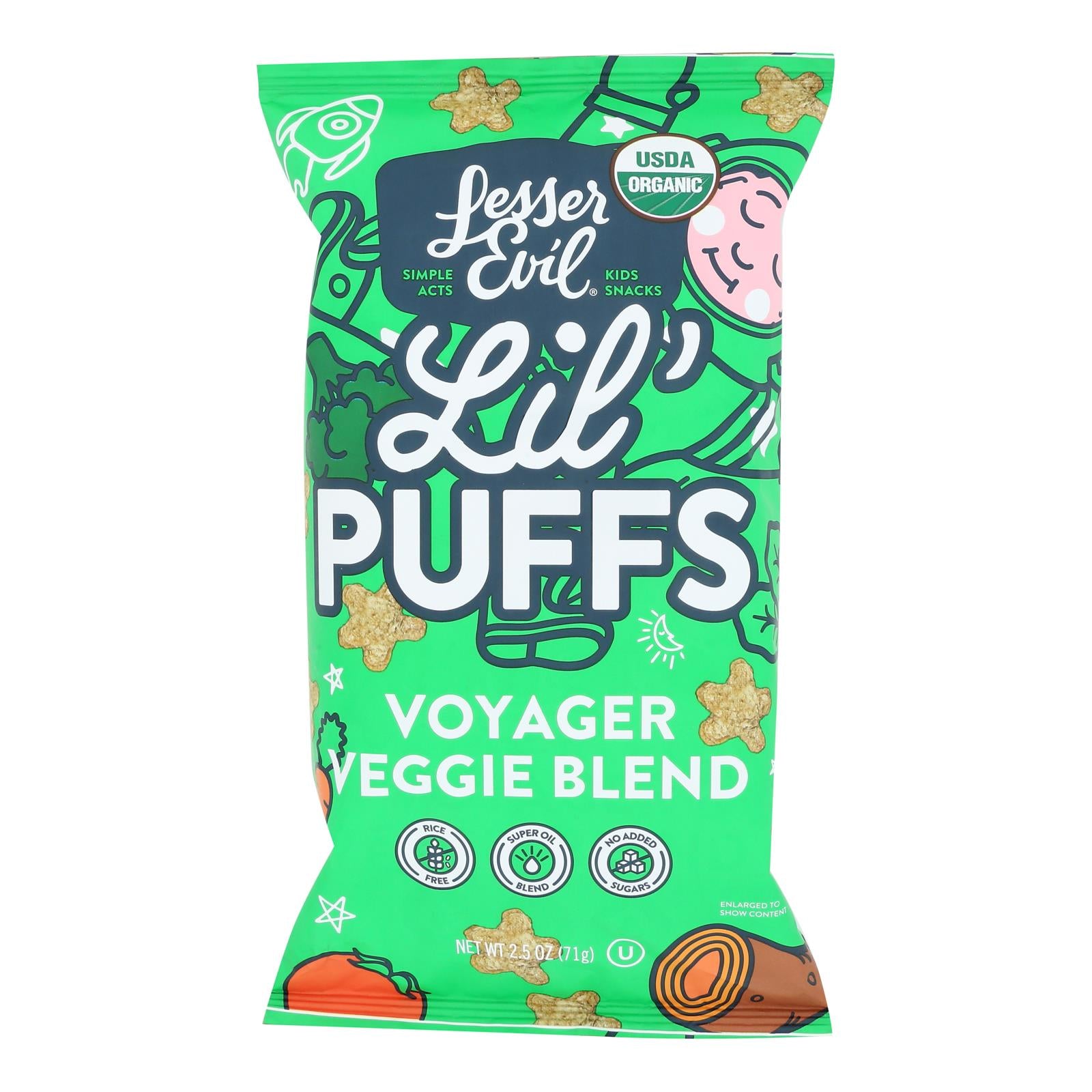 Lesser Evil - Little Puff Organic Veggie Blend - Case of 5-2.5 Ounces