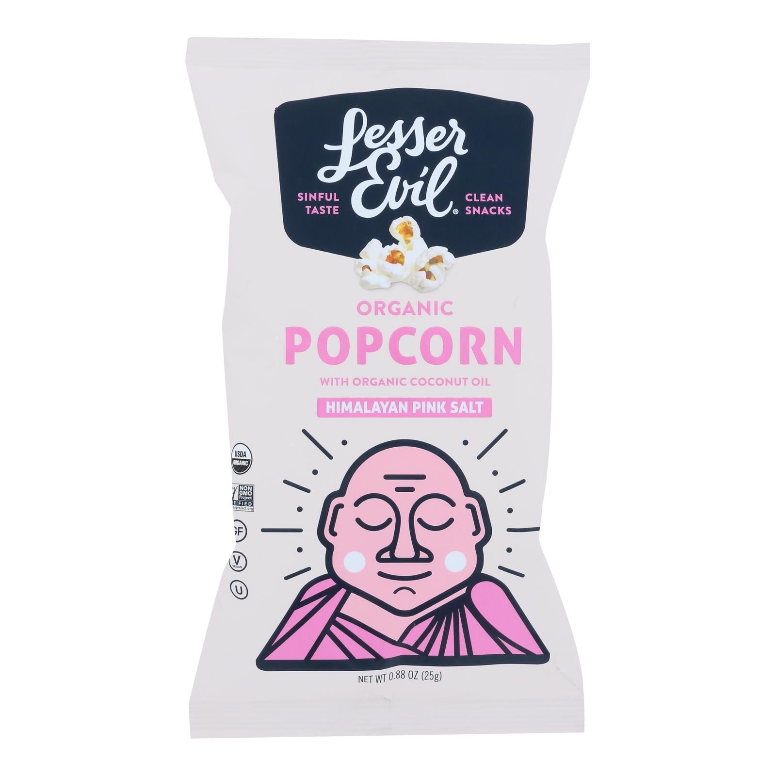 Lesser Evil Popcorn - Organic - Himalayan Pink - .88 Oz - Case Of 18