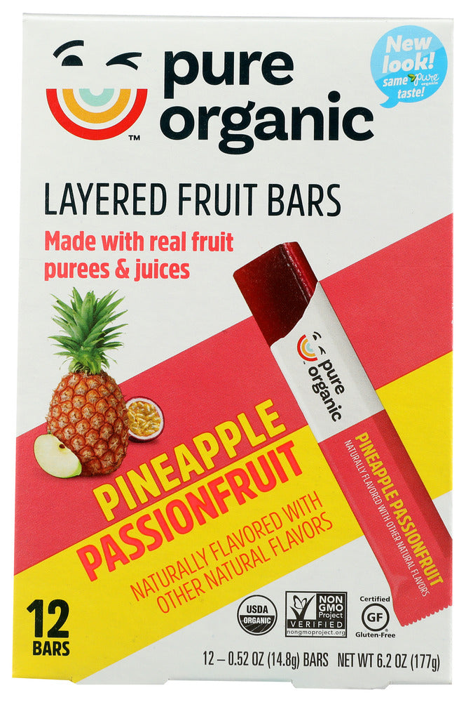 Pure Organic Pineapple Passion Fruit Bars - Case of 9 - 6.2 oz