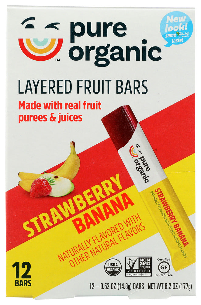 Pure Organic Strawberry Banana Layered Fruit Bars - Pure Organic