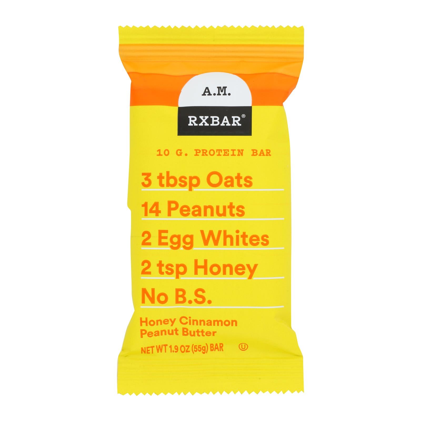 Rxbar - Bar Am Honey Cinnamon Peanut Butter - Case of 12 - 1.9 Ounces