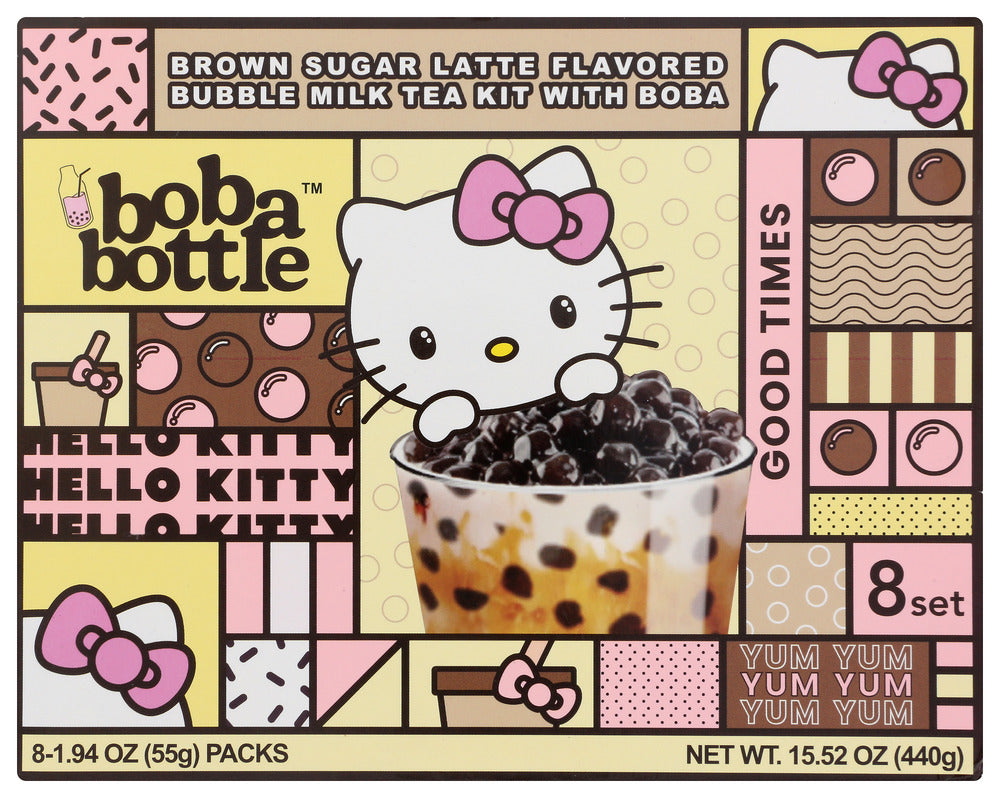 A-Sha Tea Bubble Milk with Boba Brown  - Case of 6 - 15.52 oz