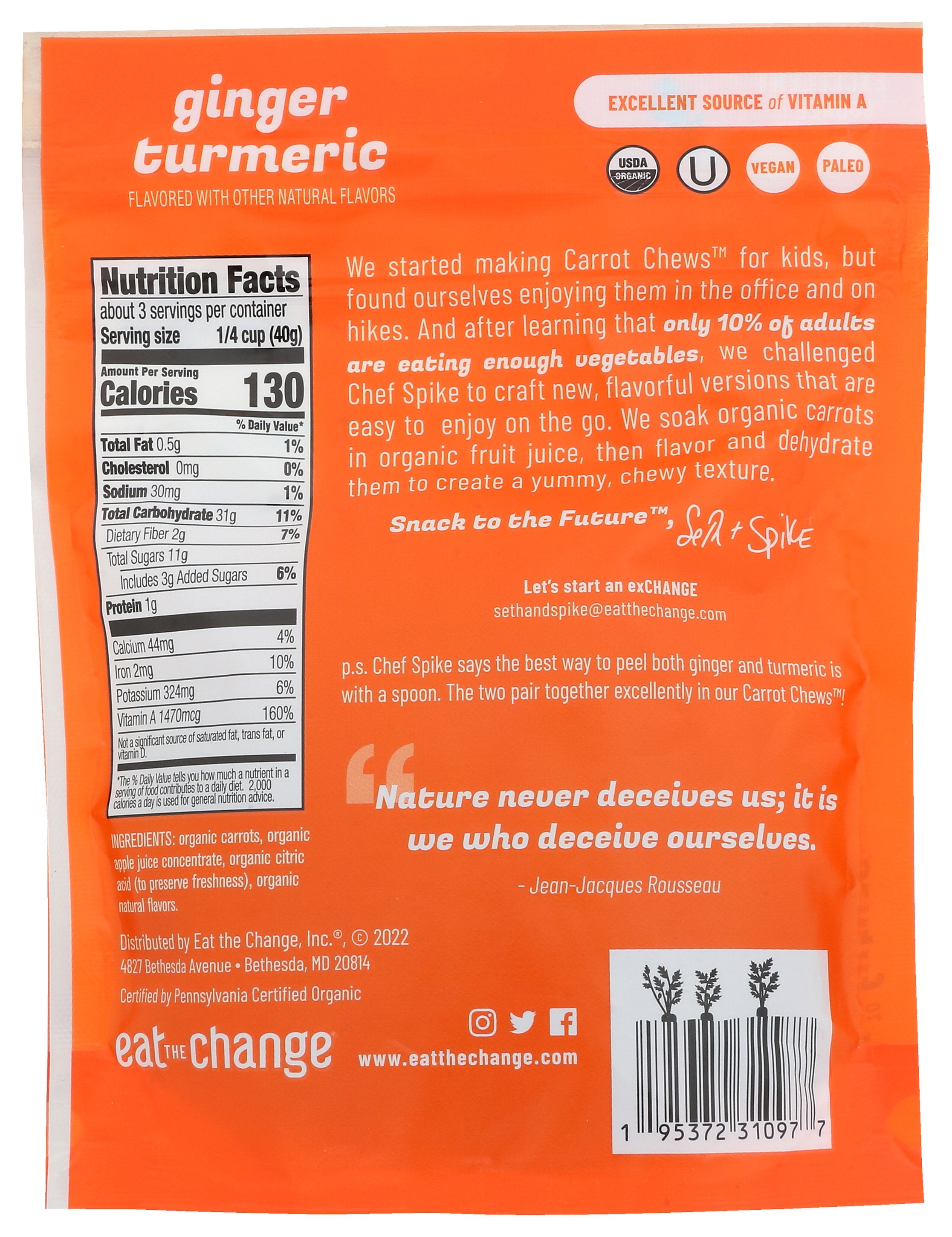 EAT THE CHANGE CARROT CHWS GNGR TURMRC - Case of 8