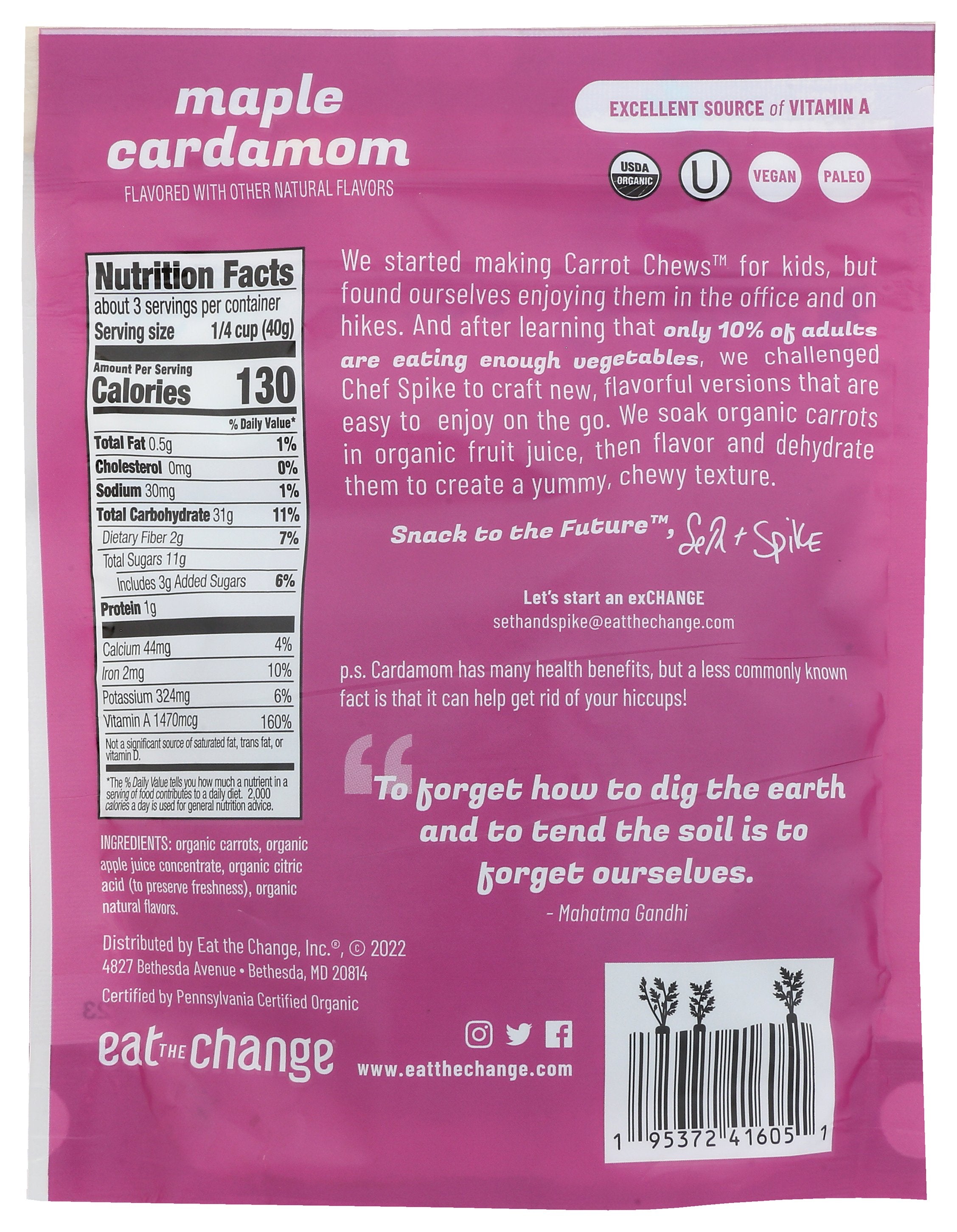 EAT THE CHANGE CARROT CHWS MPL CARDAMOM - Case of 8