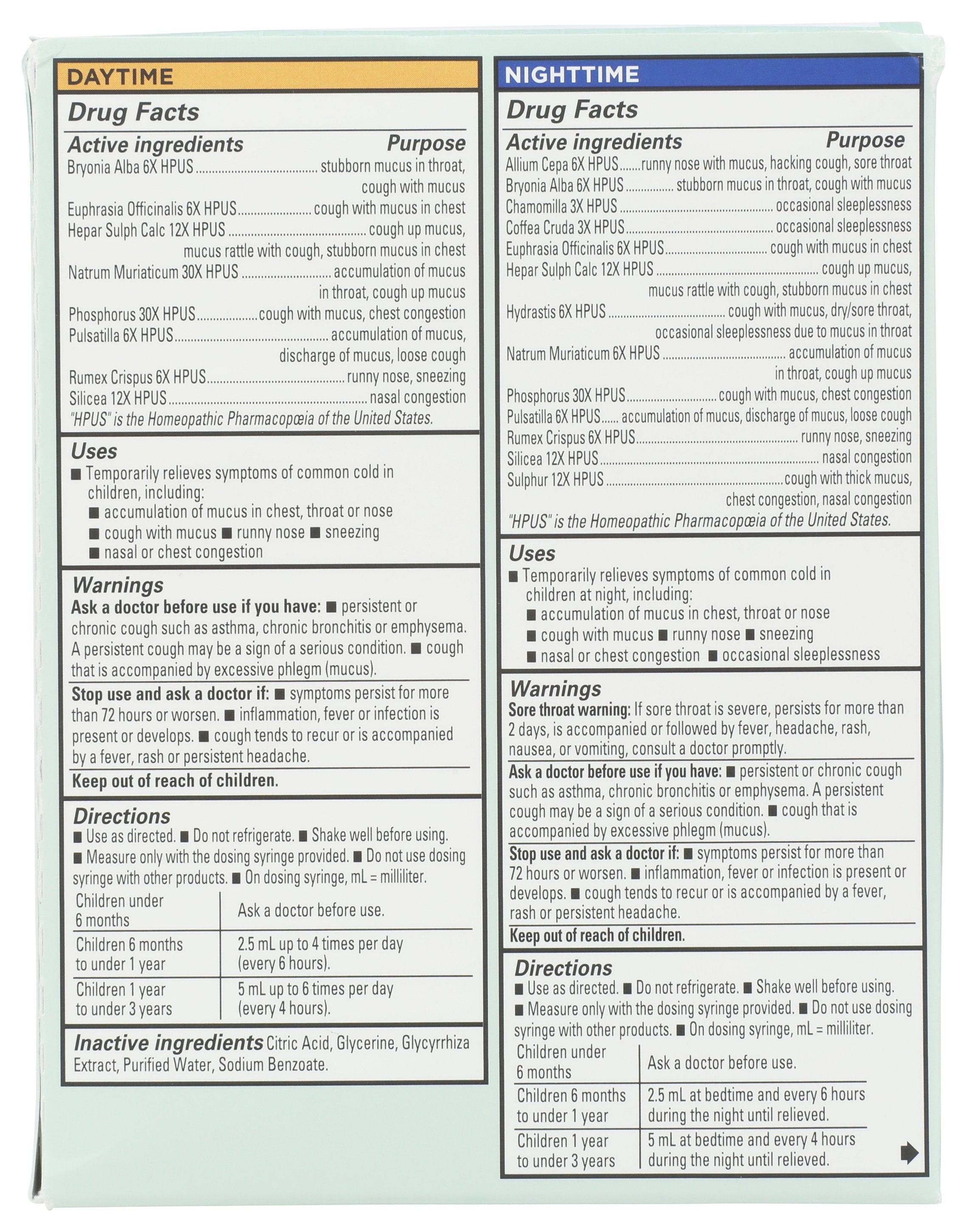 HYLAND BABY MUCUS COLD COMBO PK