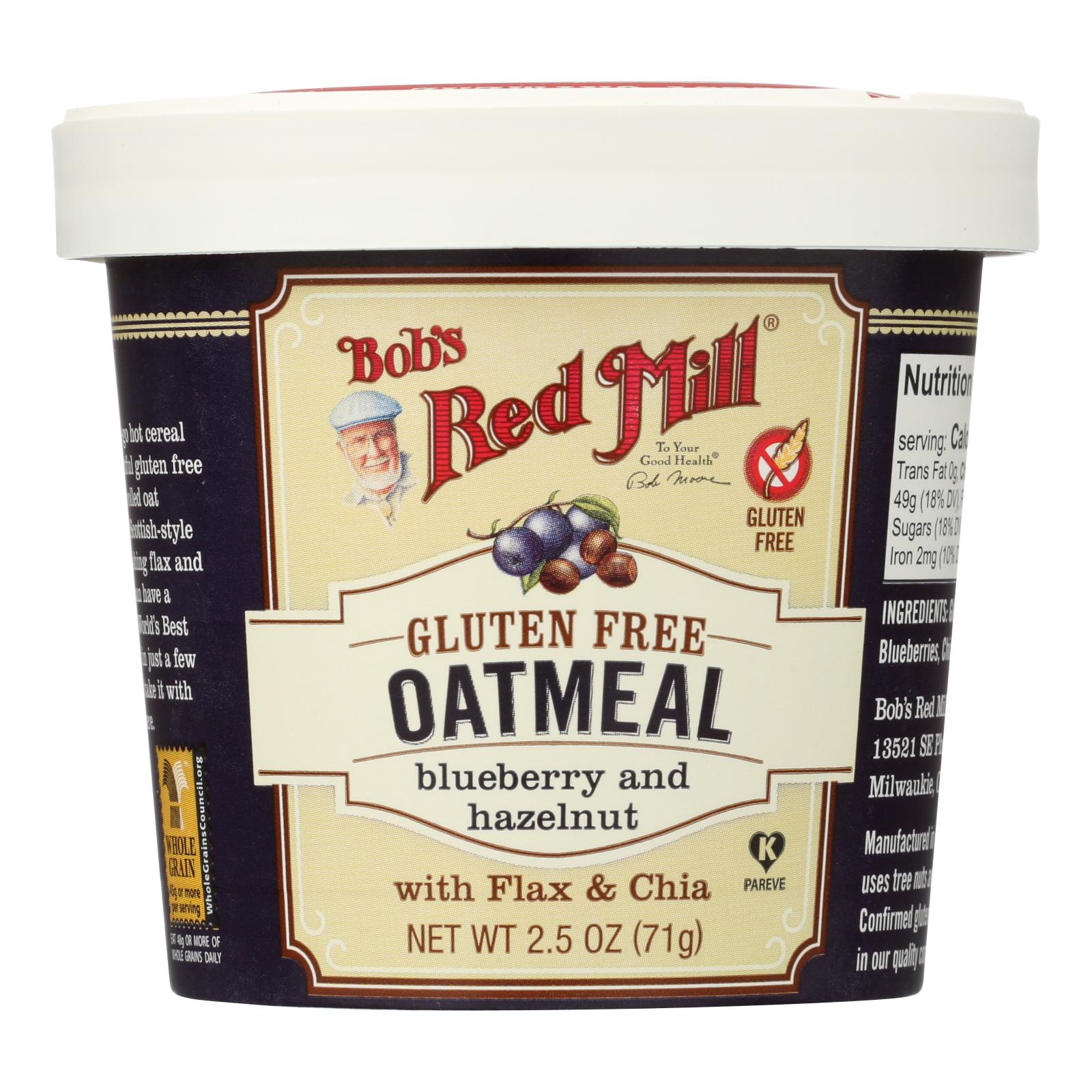 Bob's Red Mill - Gluten Free Oatmeal Cup Blueberry And Hazelnut - 2.5 Oz - Case Of 12