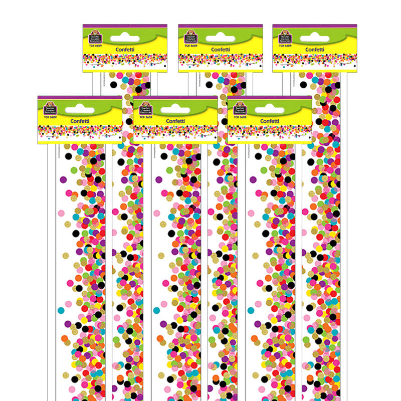 TEACHER CREATED RESOURCES - Confetti Straight Border Trim, 35 Feet Per Pack, 6 Packs