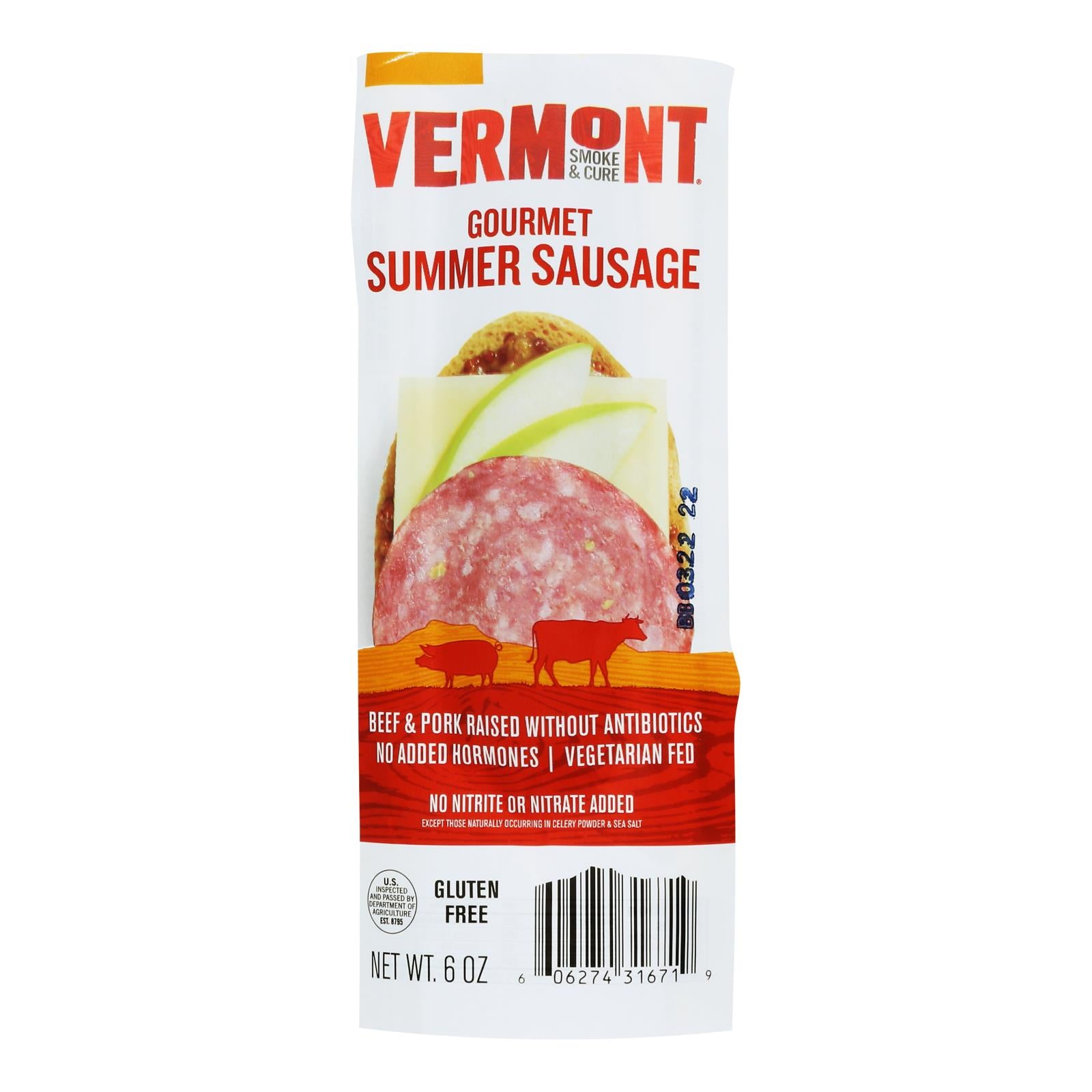 Vermont Smoke & Cure Summer Sausage  - Case Of 12 - 6 Oz