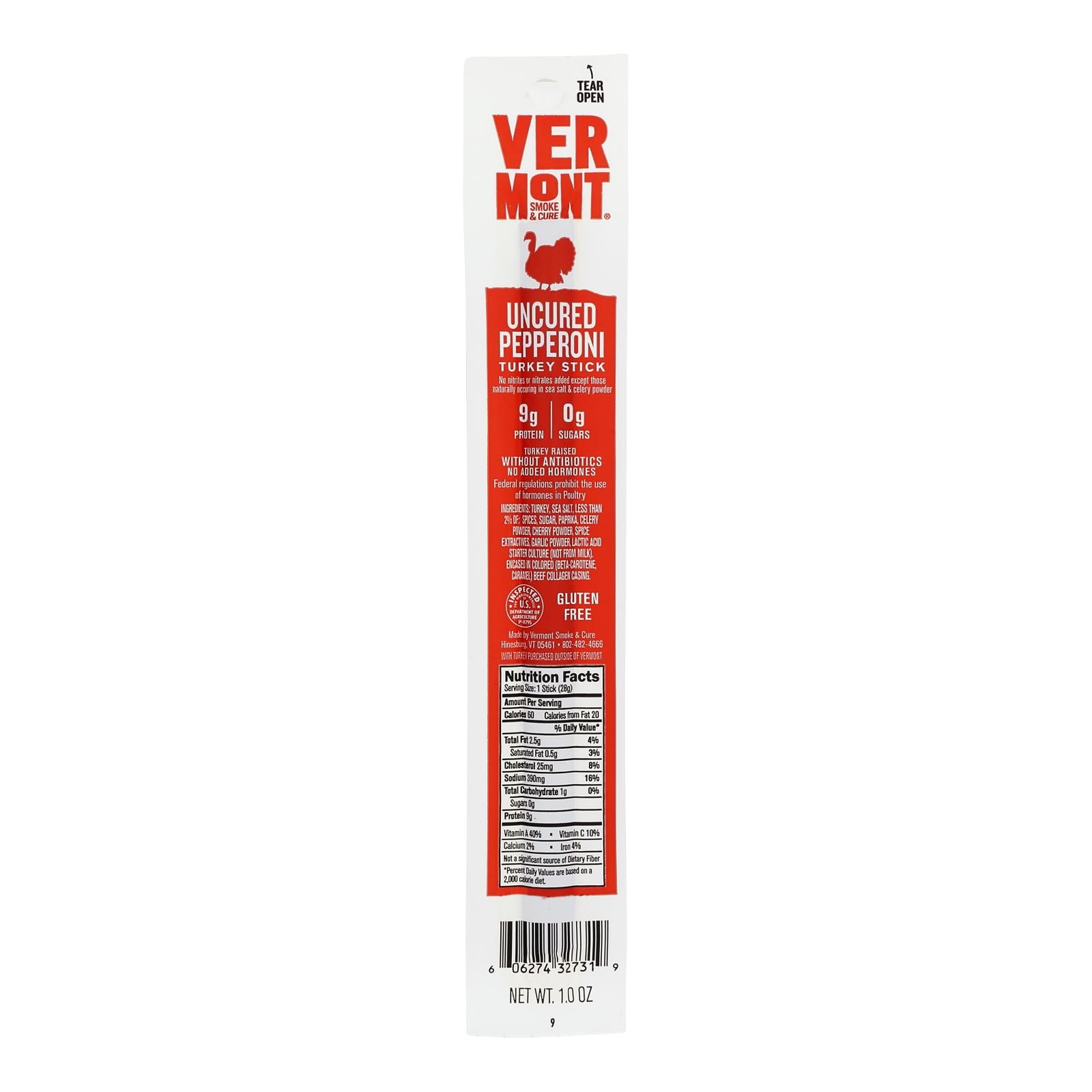 Vermont Smoke And Cure Realsticks - Turkey Pepperoni - 1 Oz - Case Of 24