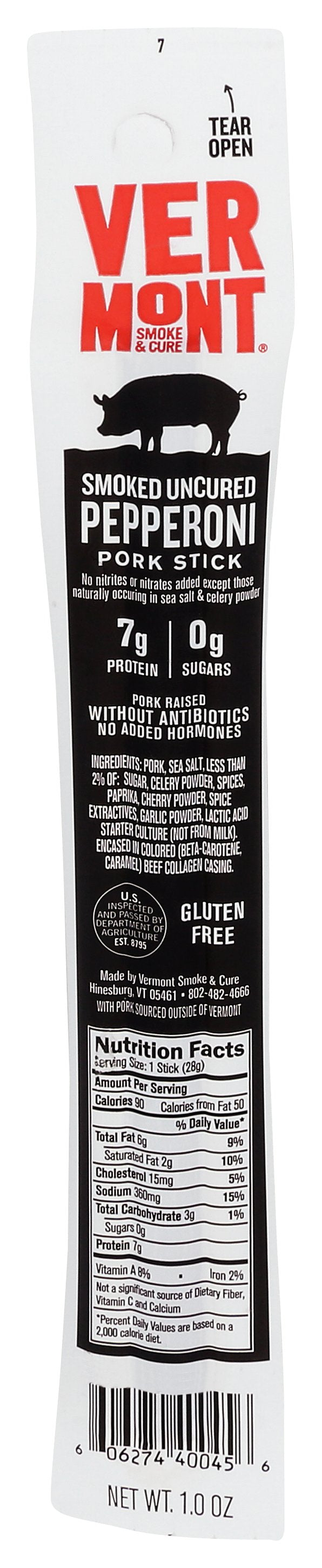 VERMONT SMOKE STICK SMK PORK PEPPERONI - Case of 24