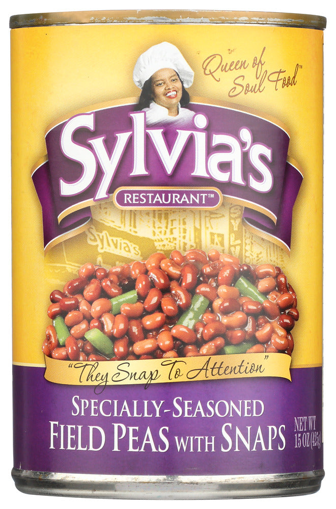 Sylvia's Restaurant Specially-Seasoned Field Peas with Snaps -  Case of 12 - 15 oz