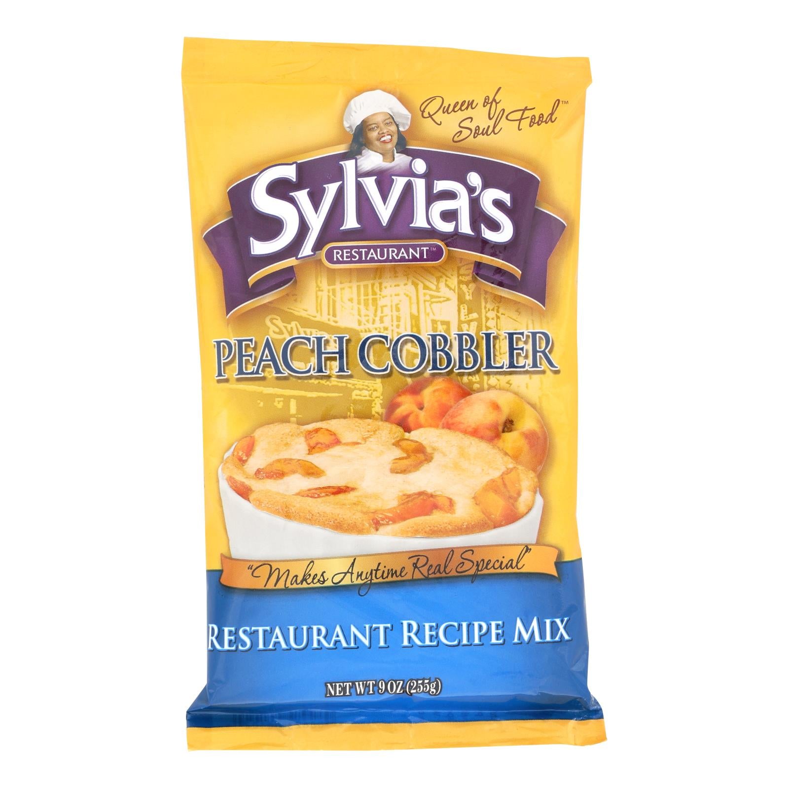 Sylvia's Peach Cobbler Mix - Case of 9 - 9 oz.