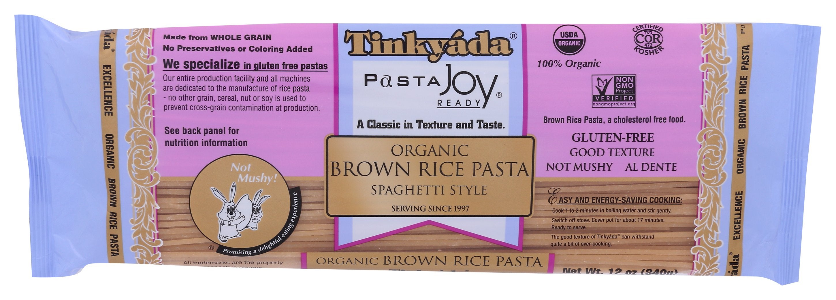 TINKYADA PASTA BRWN RICE SPGHTI ORG - Case of 3