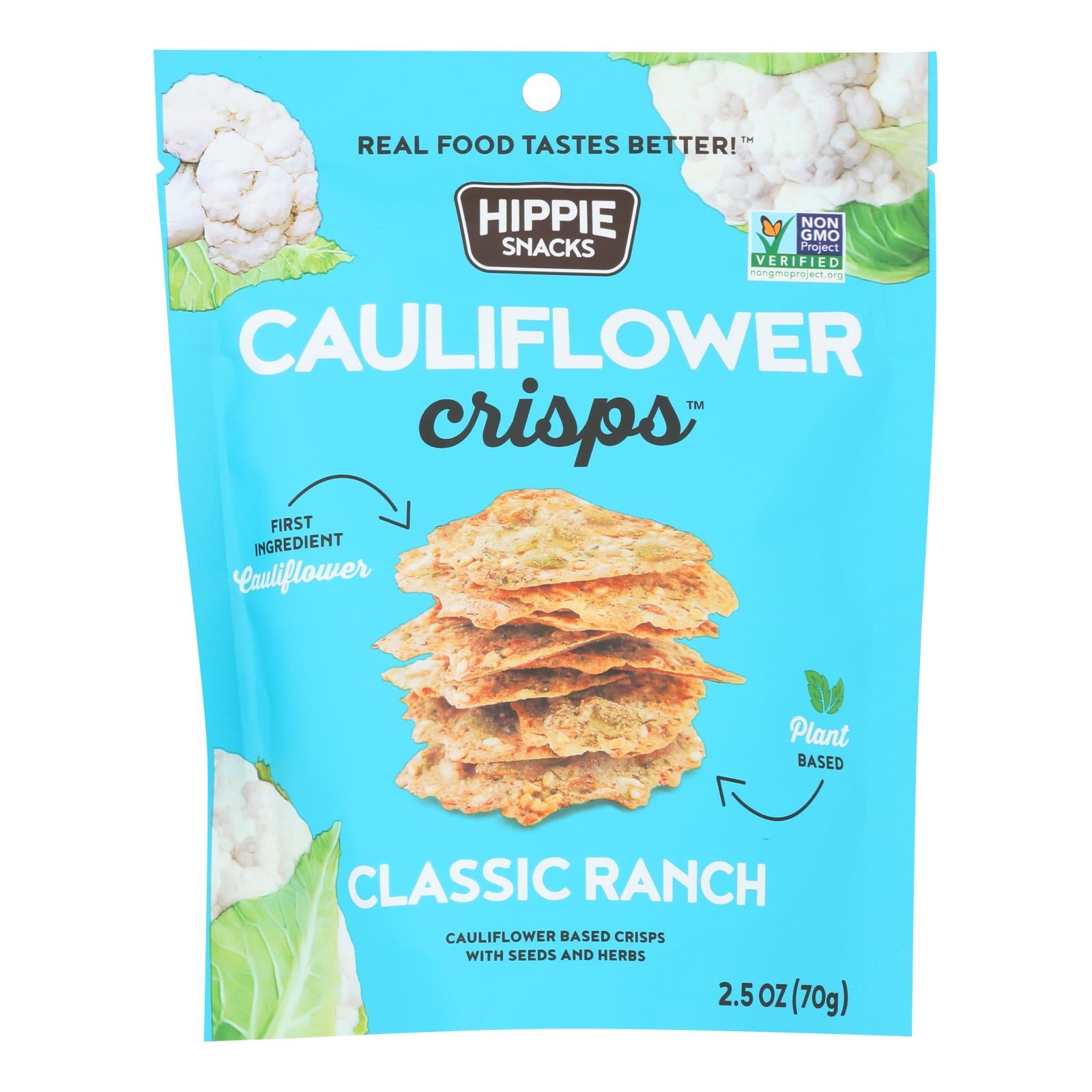 Hippie Snacks - Cauliflower Crsps Ranch - Case of 8-2.5 OZ