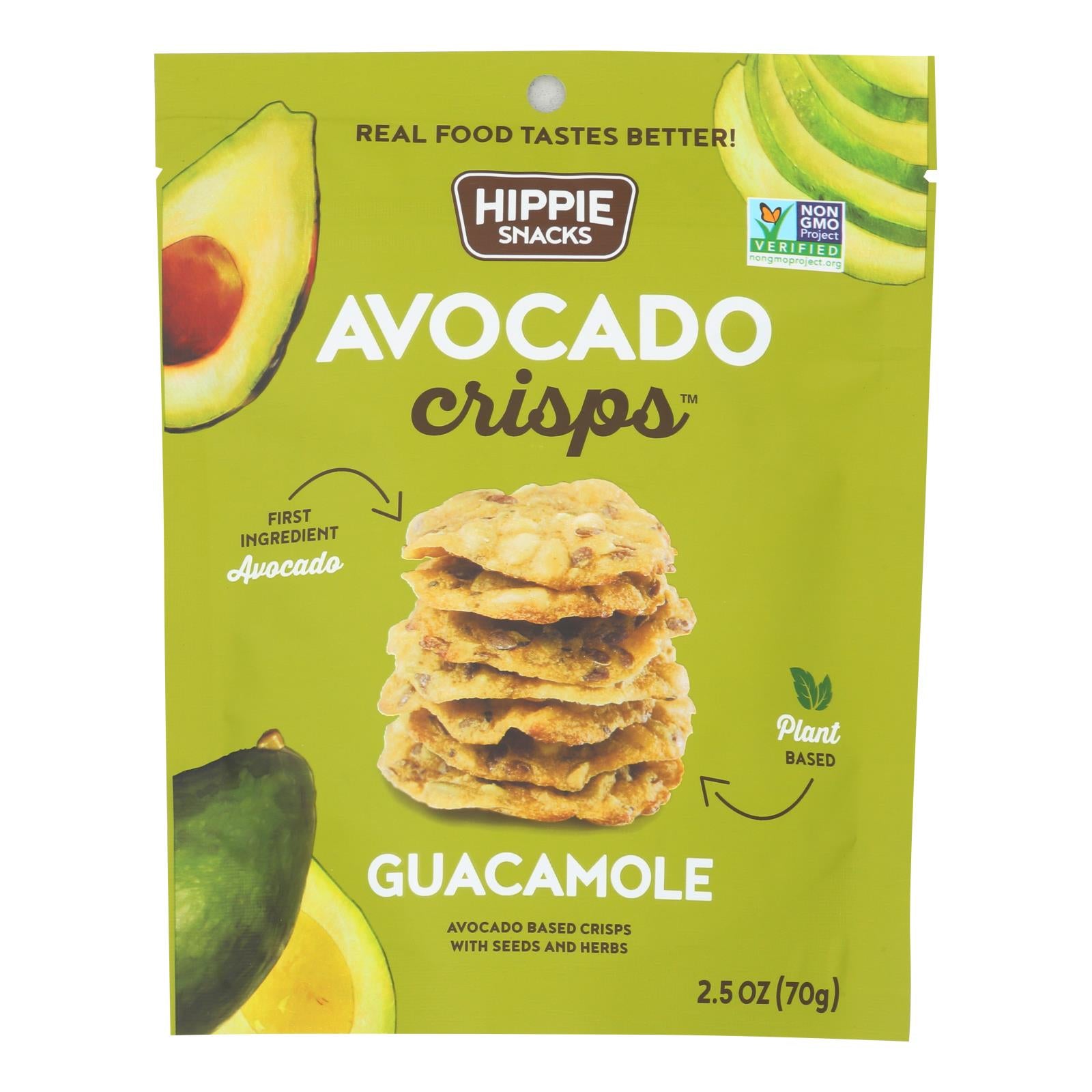 Hippie Snacks - Avocado Crsps Guacamole - Case Of 8-2.5 Oz