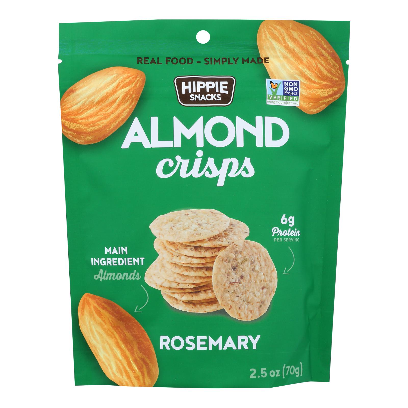 Hippie Snacks - Almond Crisp Rosemary - Case of 8-2.5 ounces