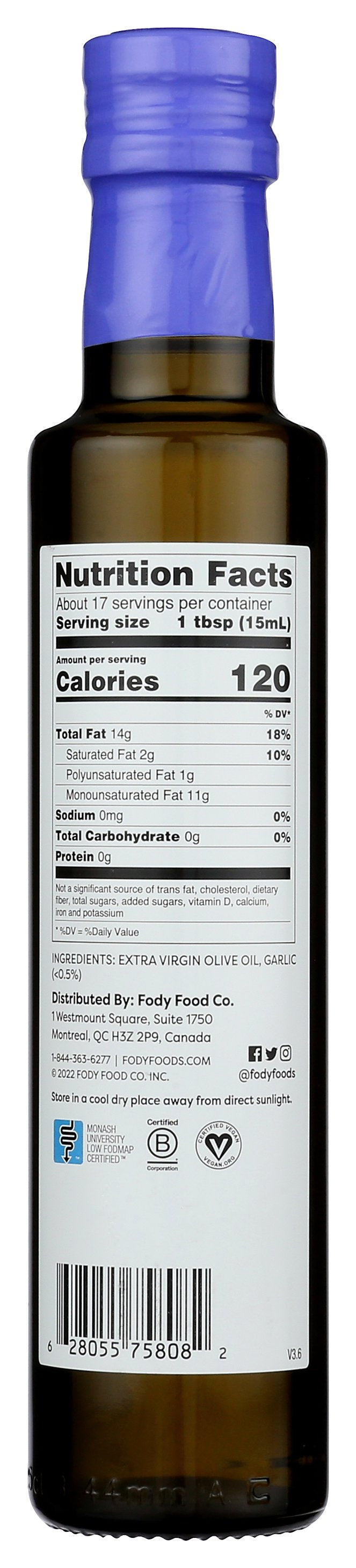 FODY FOOD CO EVOO GARLIC INFUSED - Case of 6