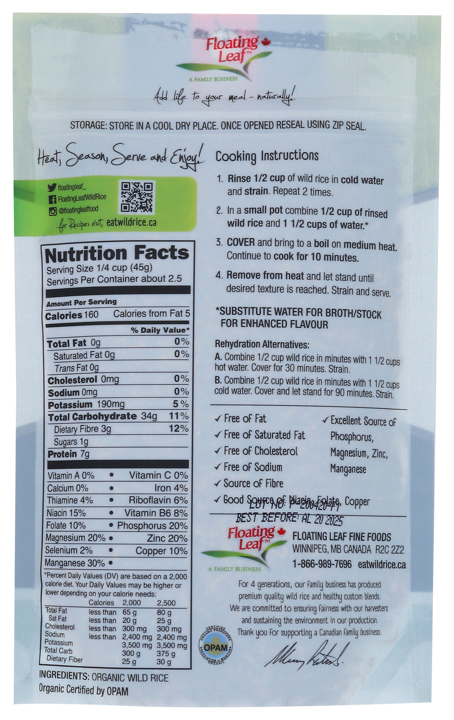 FLOATING LEAF RICE WILD ORG MINTE RDY - Case of 6