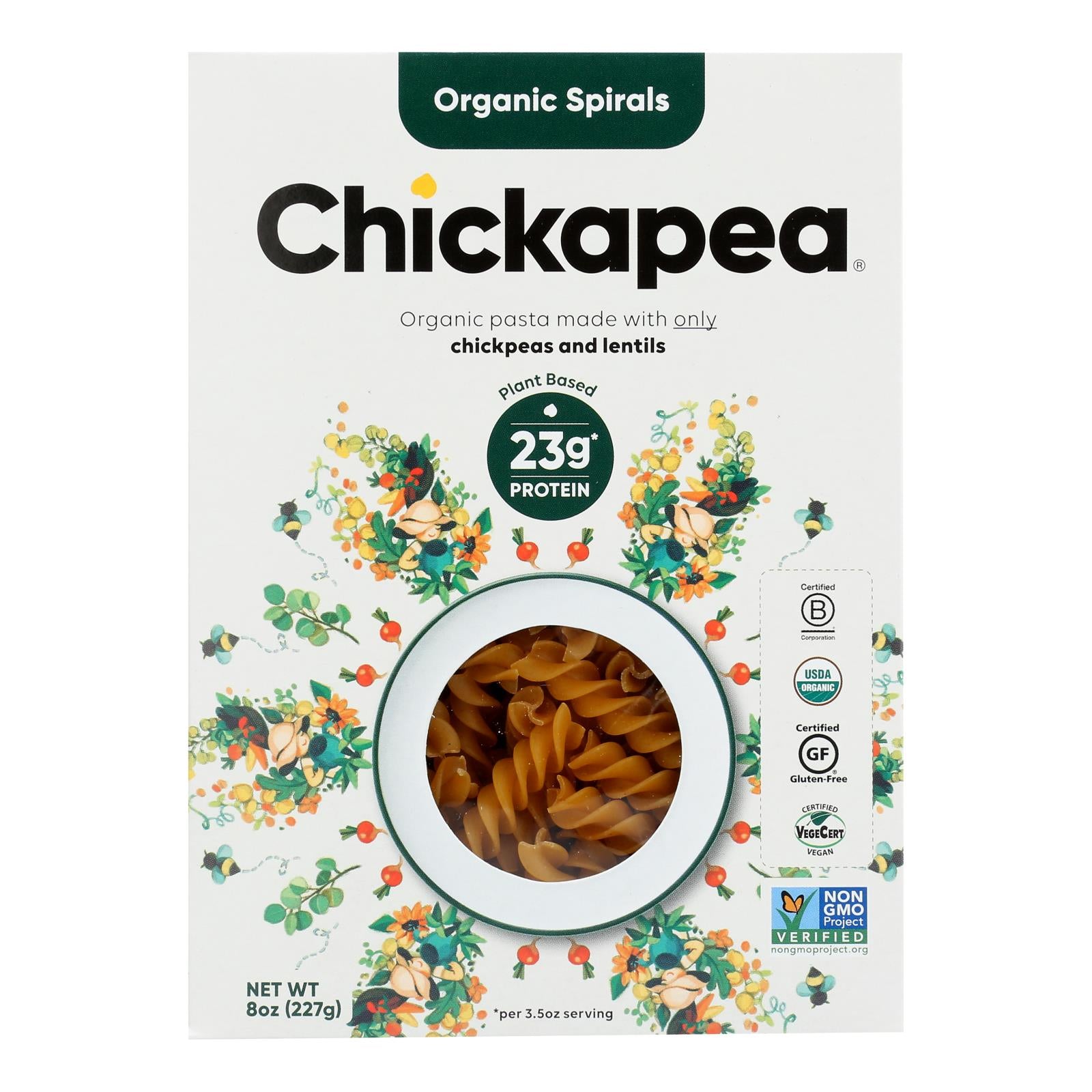 Chickapea Pasta - Pasta - Spirals - Case Of 6 - 8 Oz.
