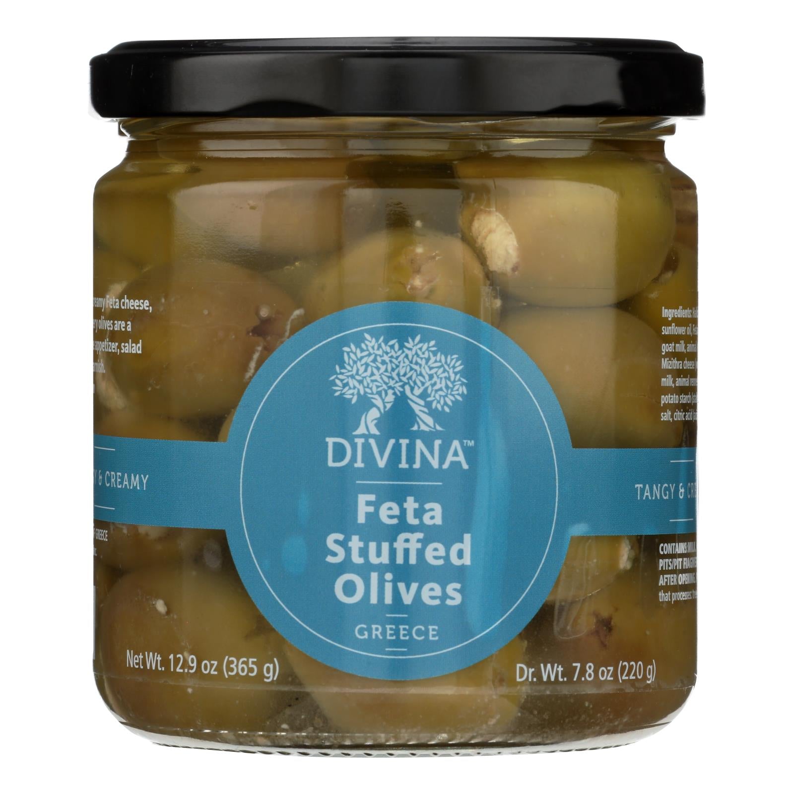 Divina - Olives Stuffed With Feta Cheese - Case Of 6 - 7.8 Oz.