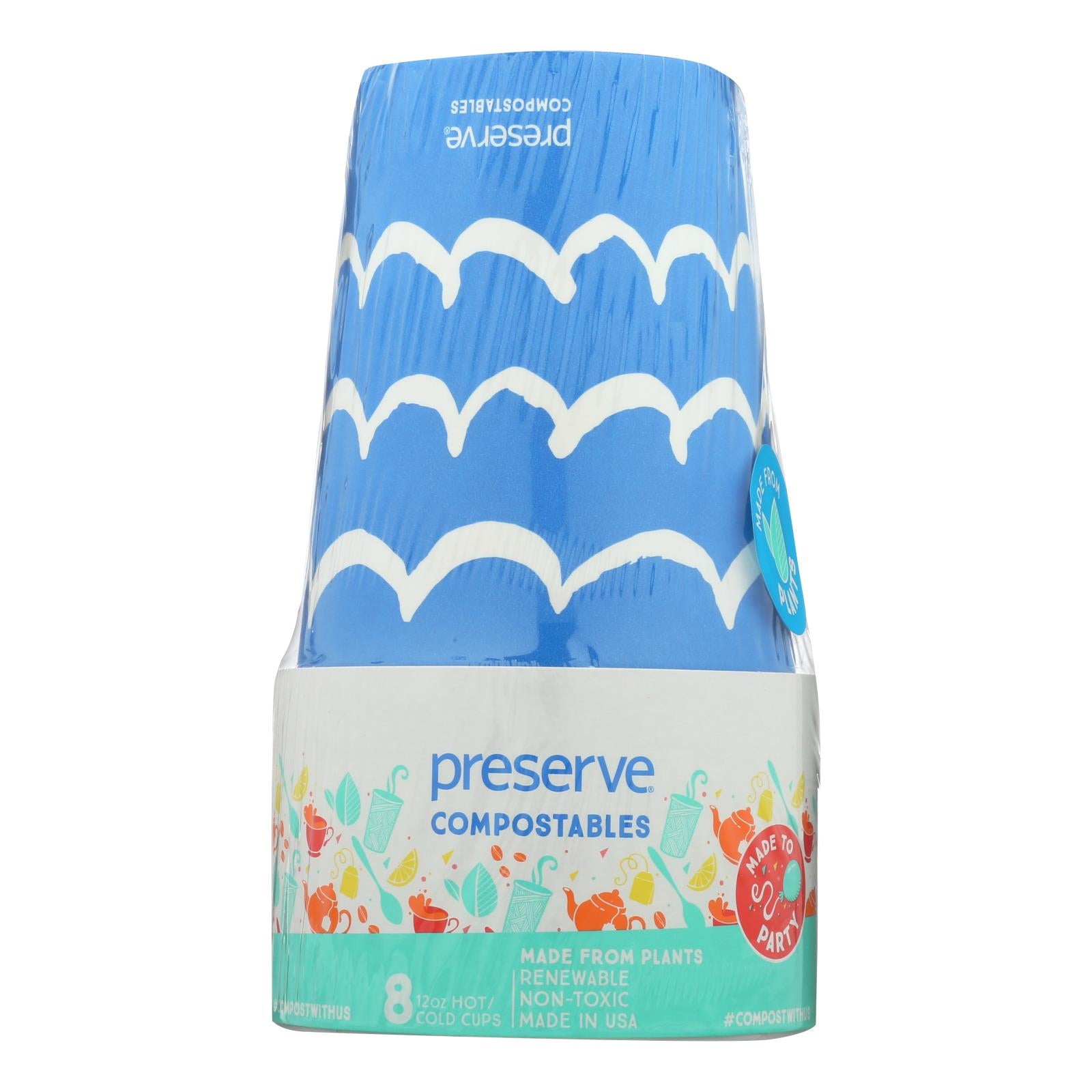 Preserve - Cups Hot Compo Blue - Case of 12 - 8 CT